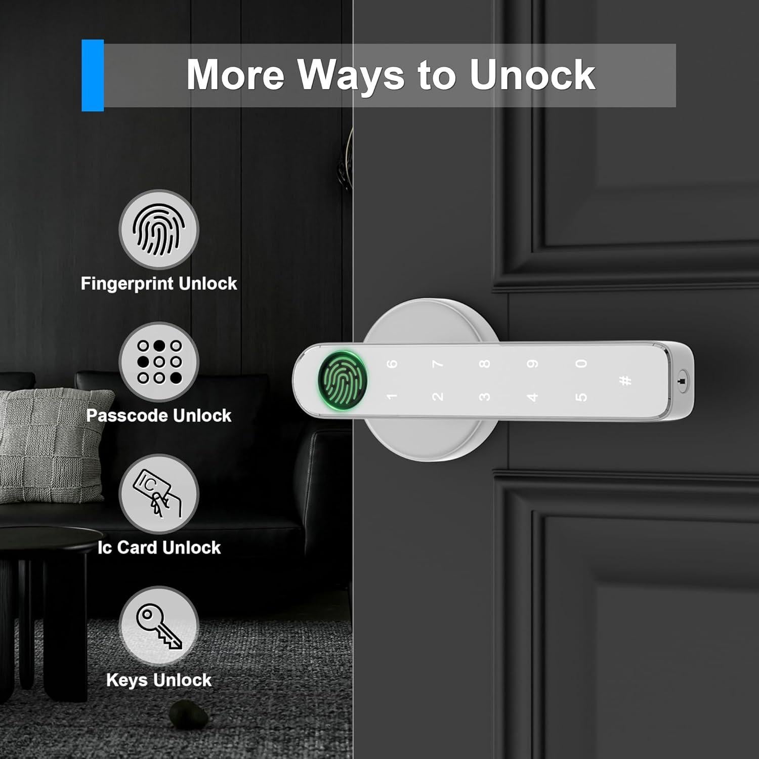 Cerradura Biométrica HEIXSMT con Huella Dactilar Plata