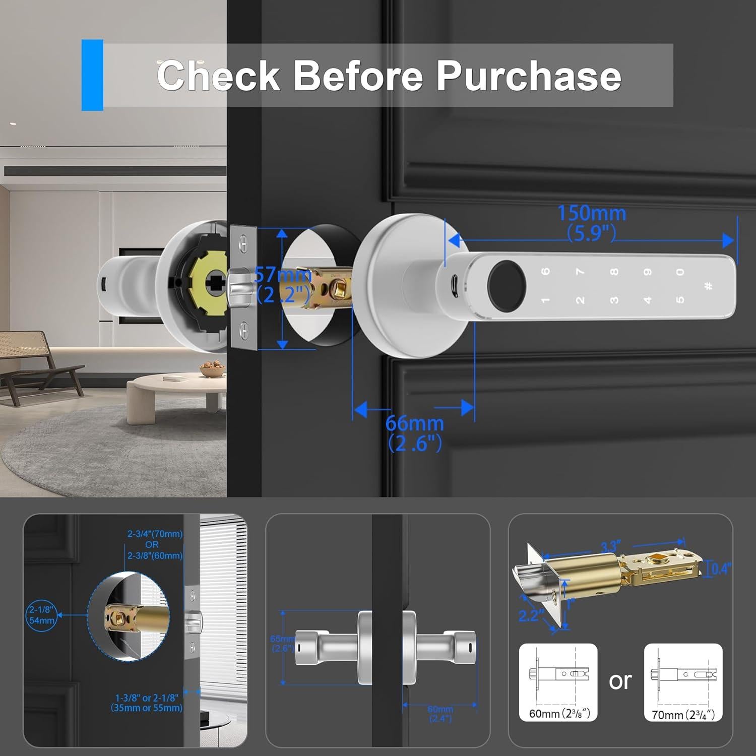 Cerradura Biométrica HEIXSMT con Huella Dactilar Plata