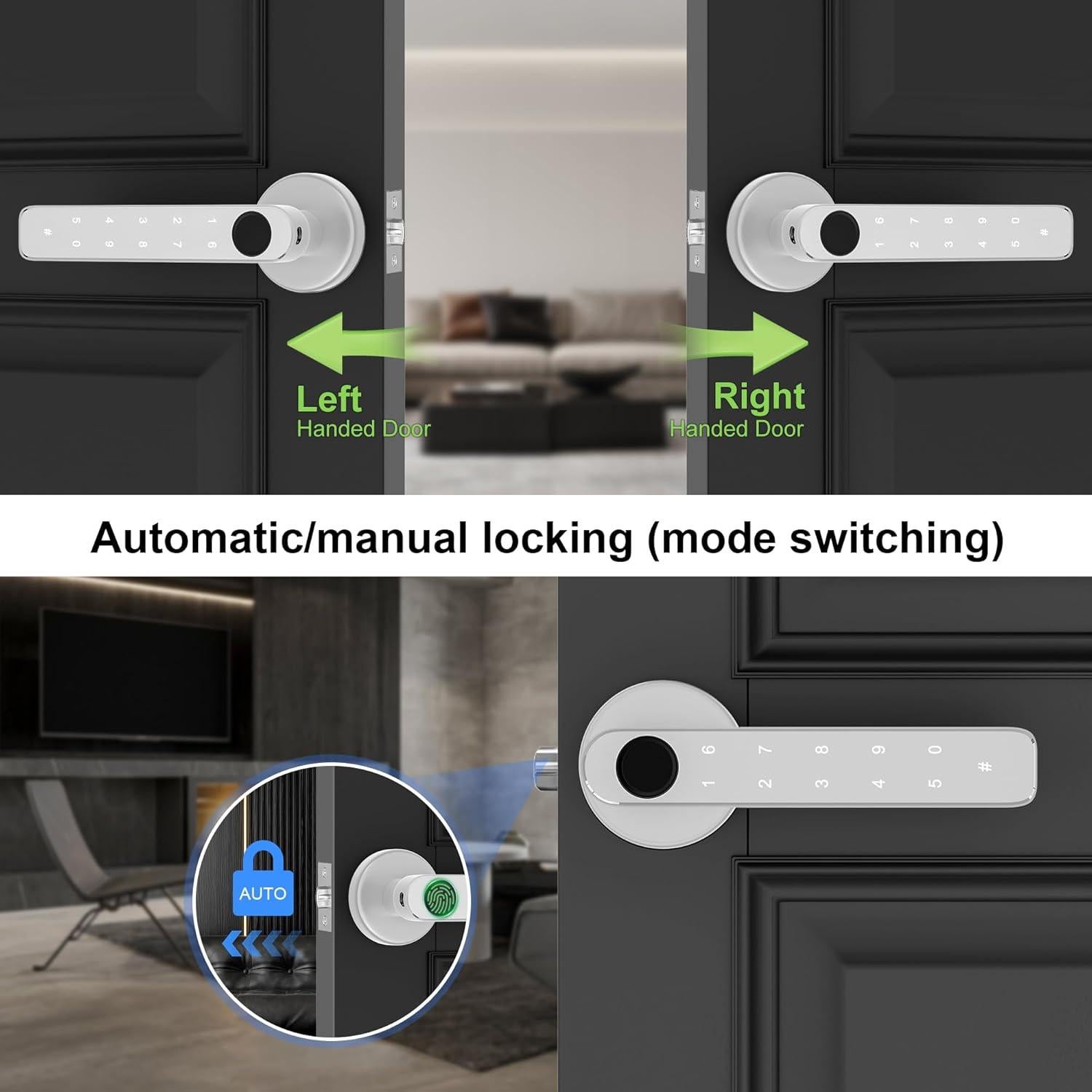 Cerradura Biométrica HEIXSMT con Huella Dactilar Plata