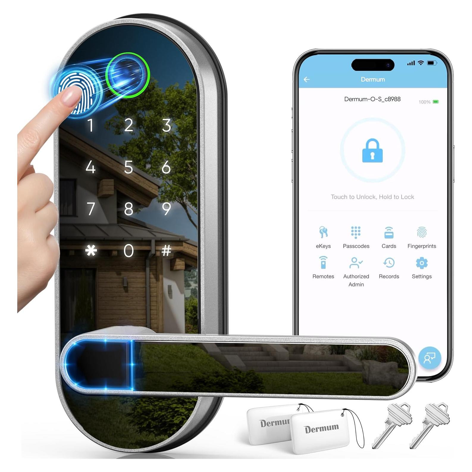 Cerradura Digital Inteligente Dermum S1 Biométrica Plata