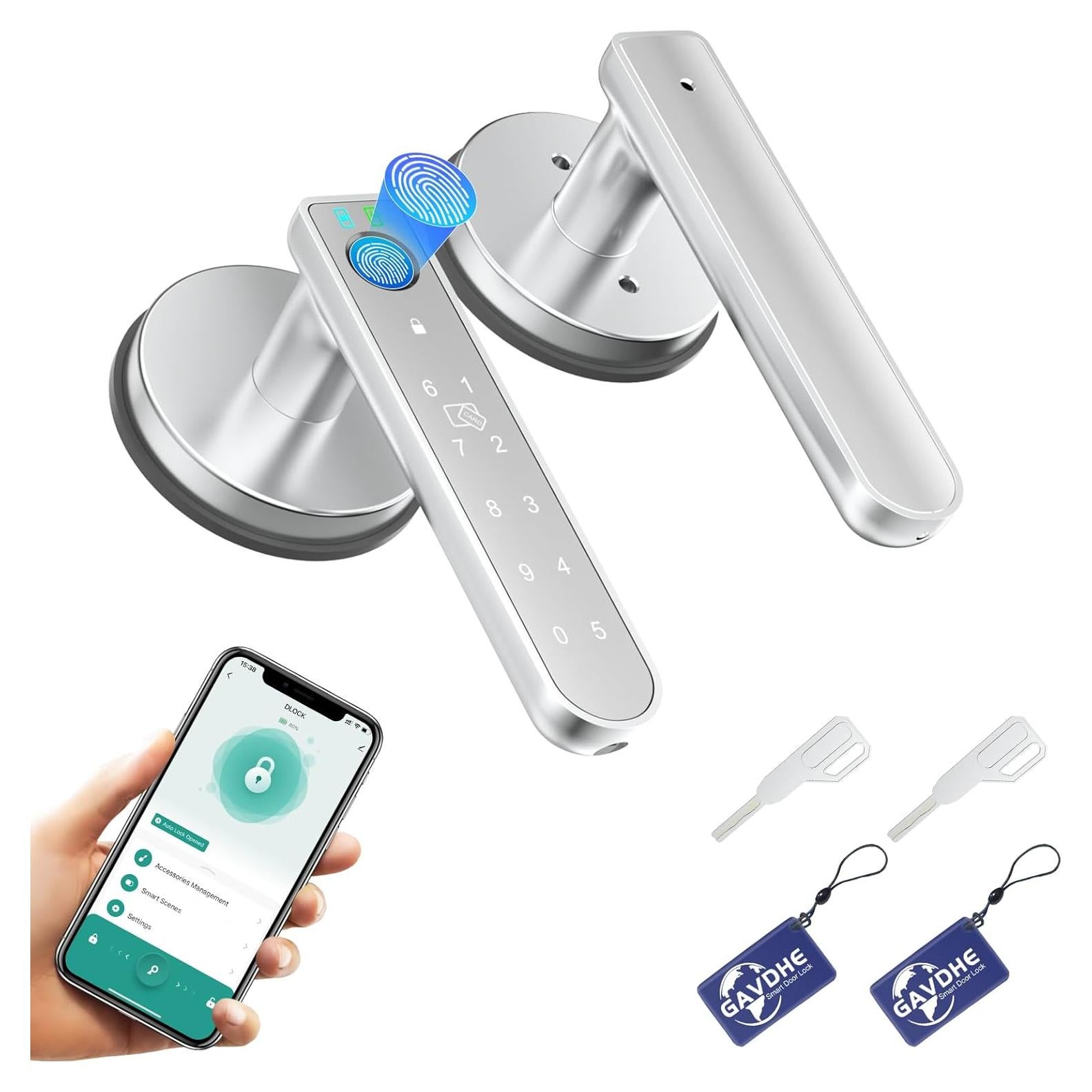 Cerradura Inteligente Gavdhe Huella Dactilar 5-en-1 Plata