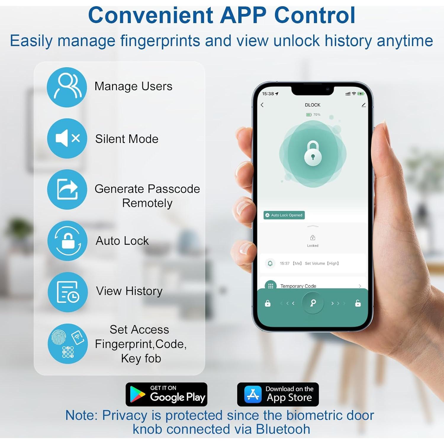 Cerradura Inteligente Gavdhe Huella Dactilar 5-en-1 Plata