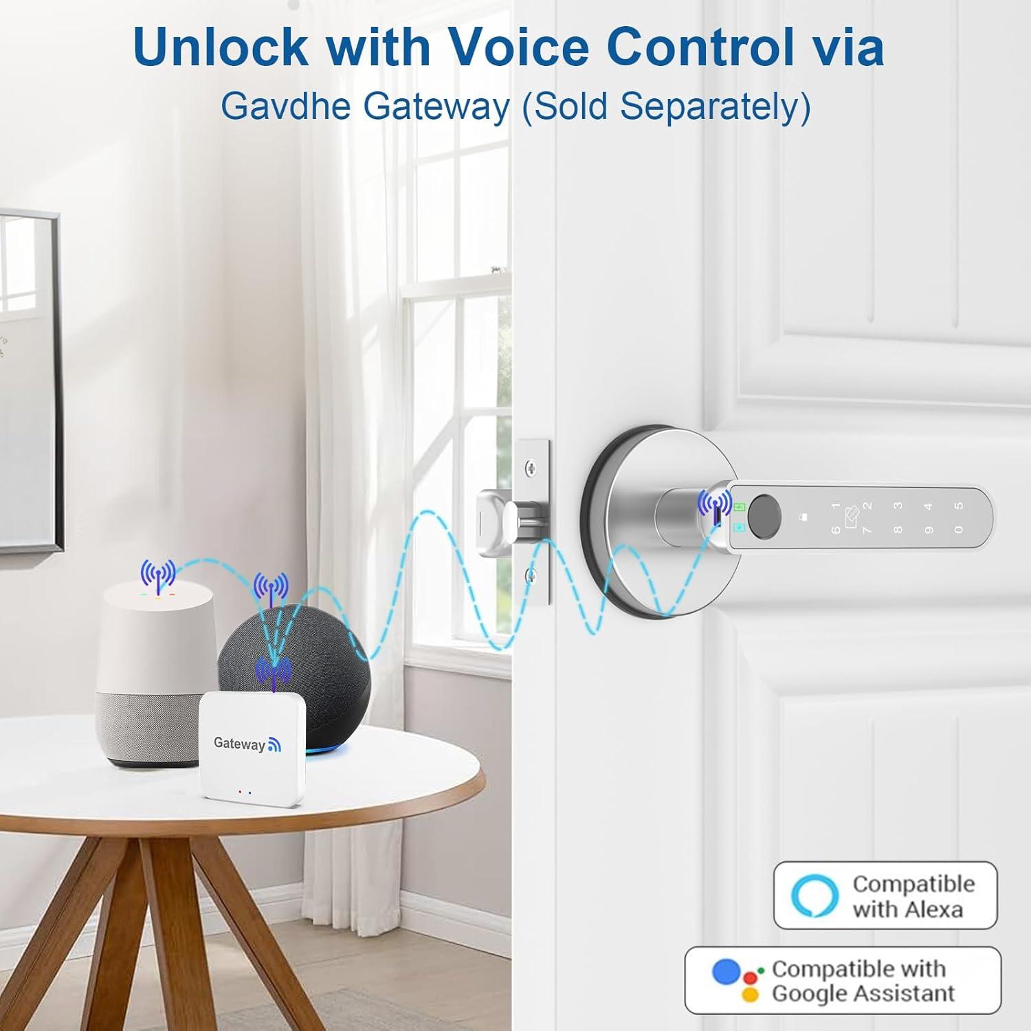 Cerradura Inteligente Gavdhe Huella Dactilar 5-en-1 Plata