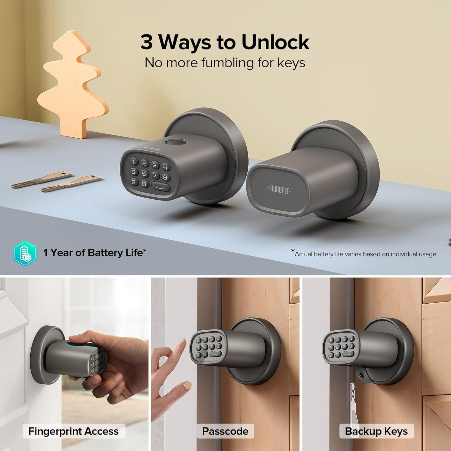 Cerradura Biométrica ThorBolt MD1 con Huella Dactilar y Teclado