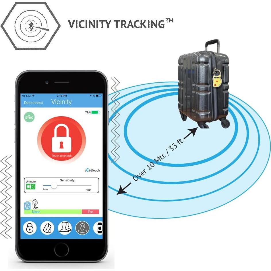 Cerradura Inteligente eGeeTouch para Equipaje 2 en 1 Negro