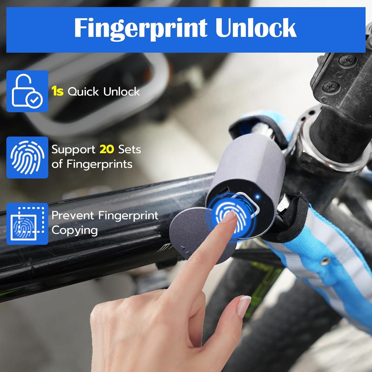 Candado de cadena inteligente Eseesmart 1m biométrico azul