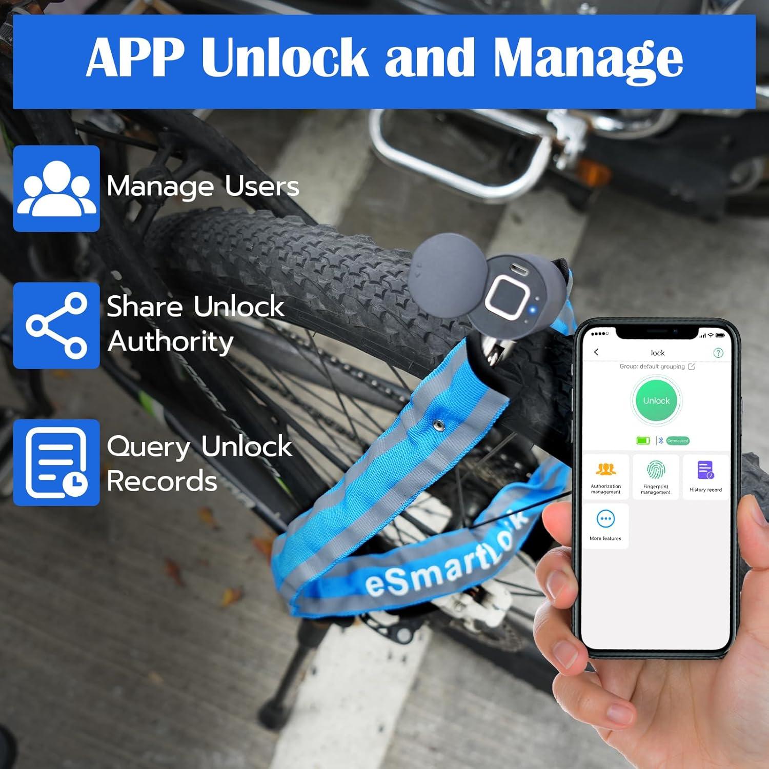 Candado de cadena inteligente Eseesmart 1m biométrico azul