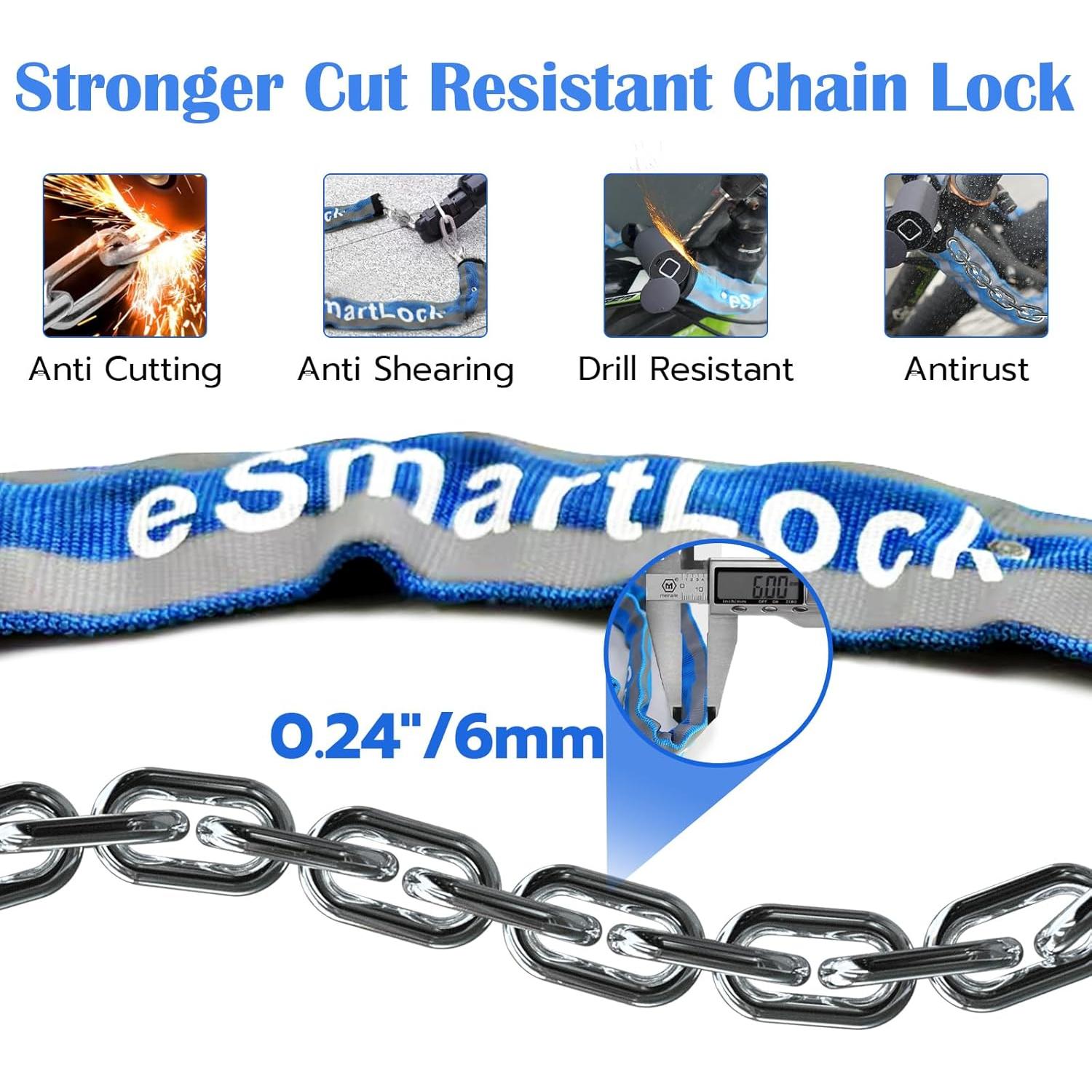 Candado de cadena inteligente Eseesmart 1m biométrico azul