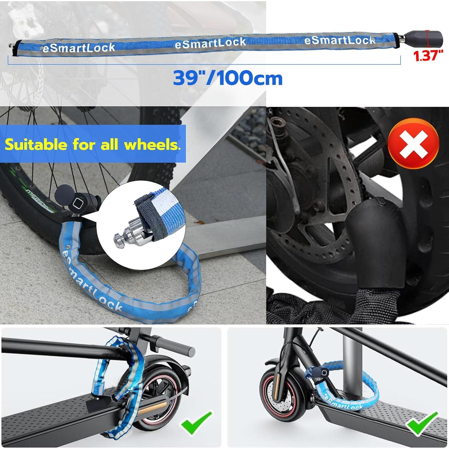 Candado de cadena inteligente Eseesmart 1m biométrico azul