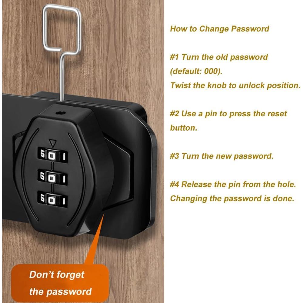 Cerradura de Armario ETEKJOY Sin Llave 3 Dígitos Plata 10 cm