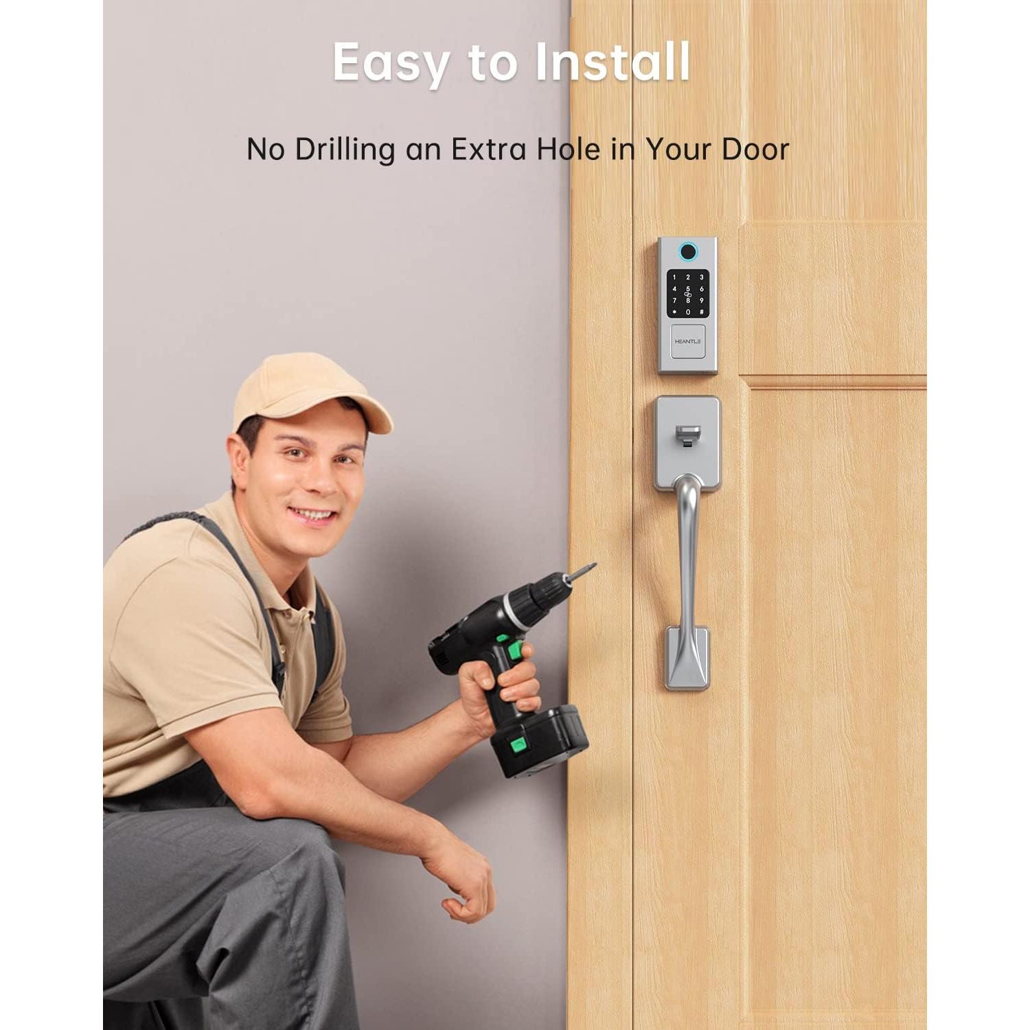 Cerradura Inteligente HEANTLE Biométrica Bluetooth 1.27kg