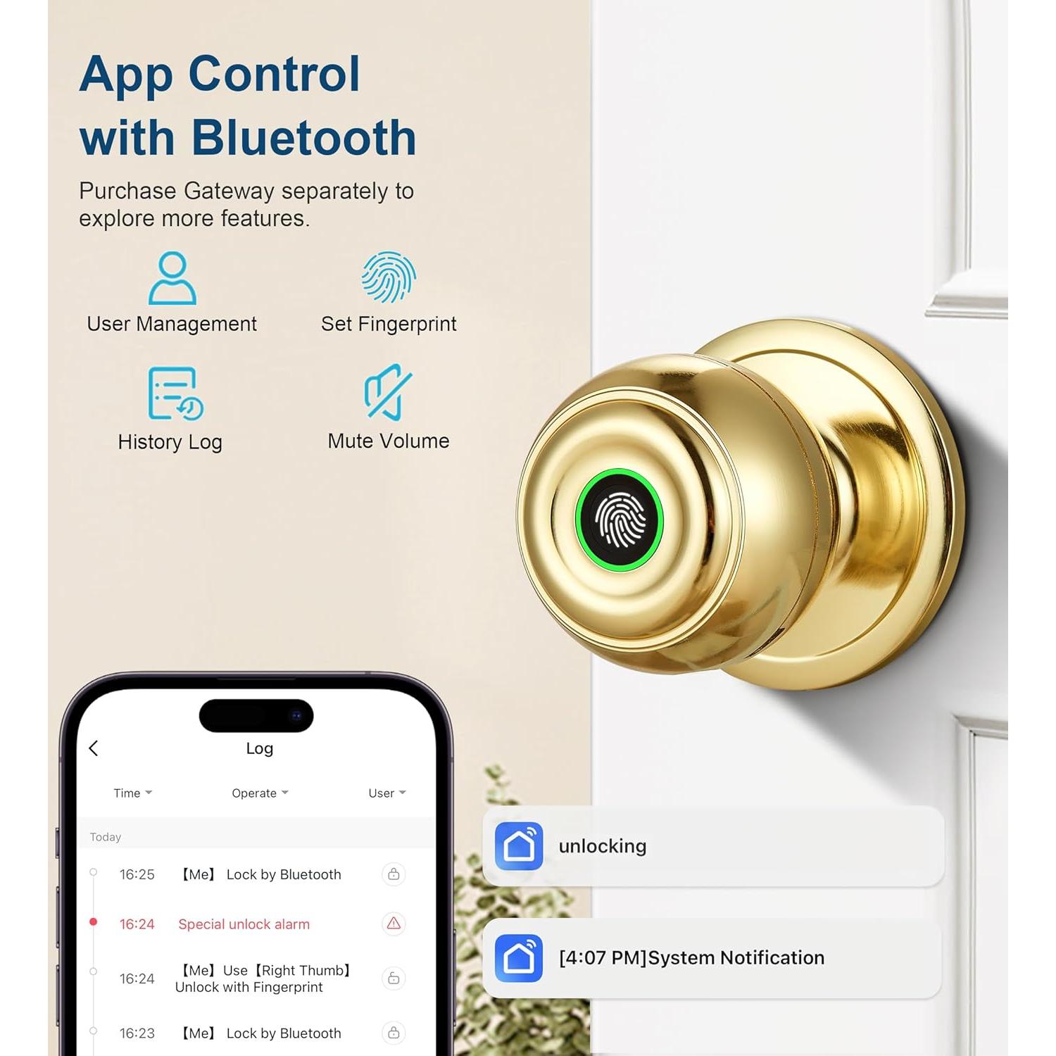 Cerradura Biométrica KLLOQUE con Huella Dactilar y App