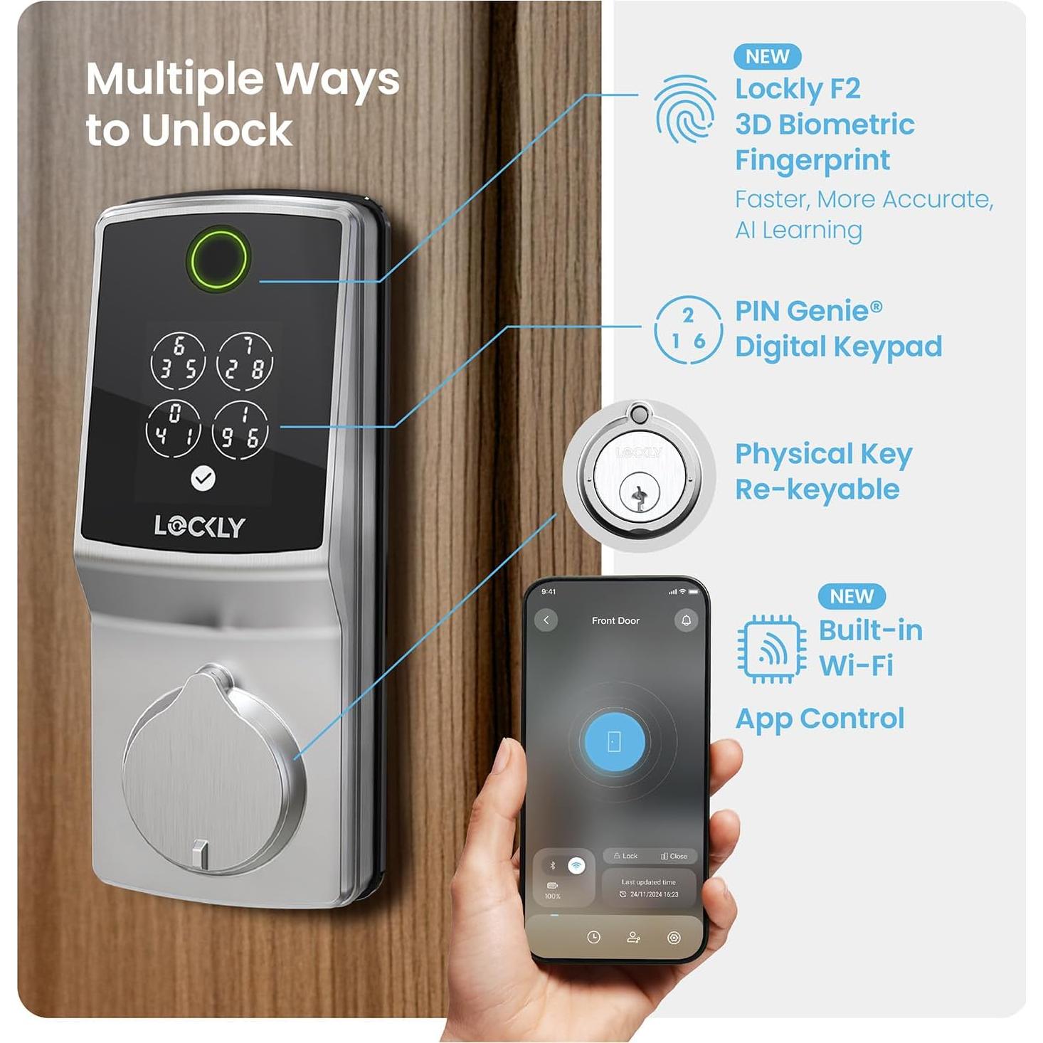 Cerradura Inteligente Lockly Secure Pro Wi-Fi Huella Dactilar