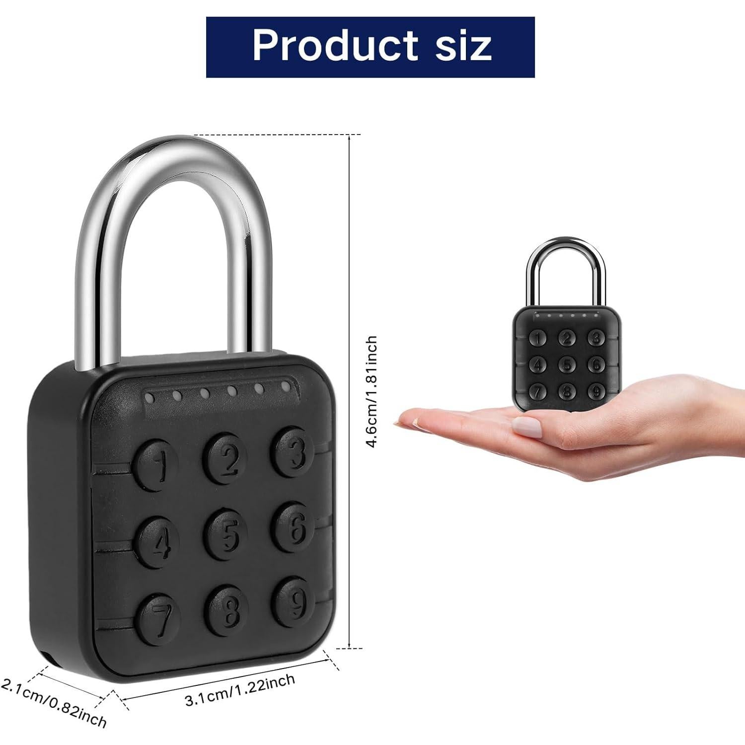 Candado de Combinación HJJWNDDNG 6 Dígitos Aluminio Negro