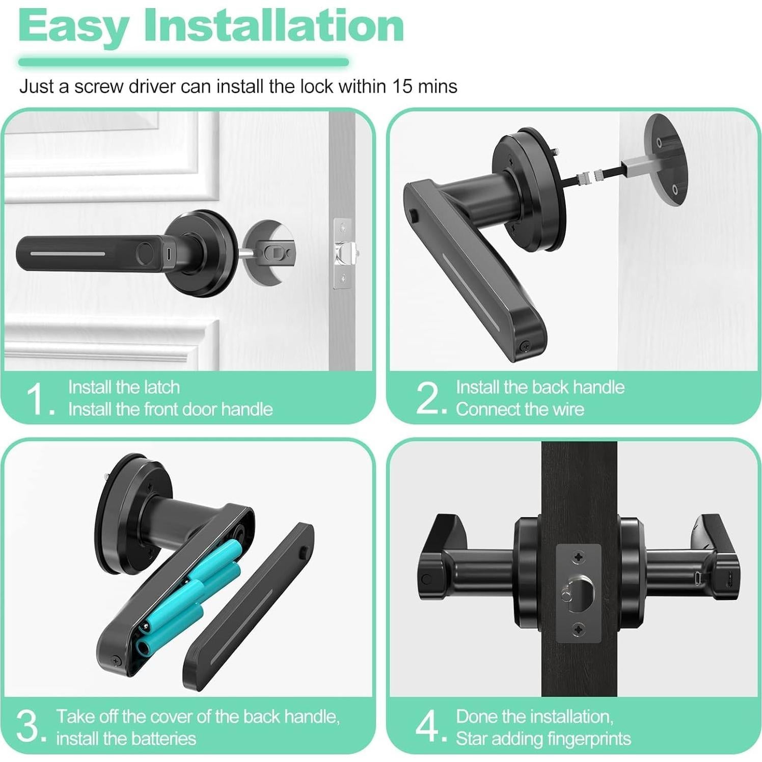 Cerradura Biométrica GeekTale B01 con Huella Dactilar Negra