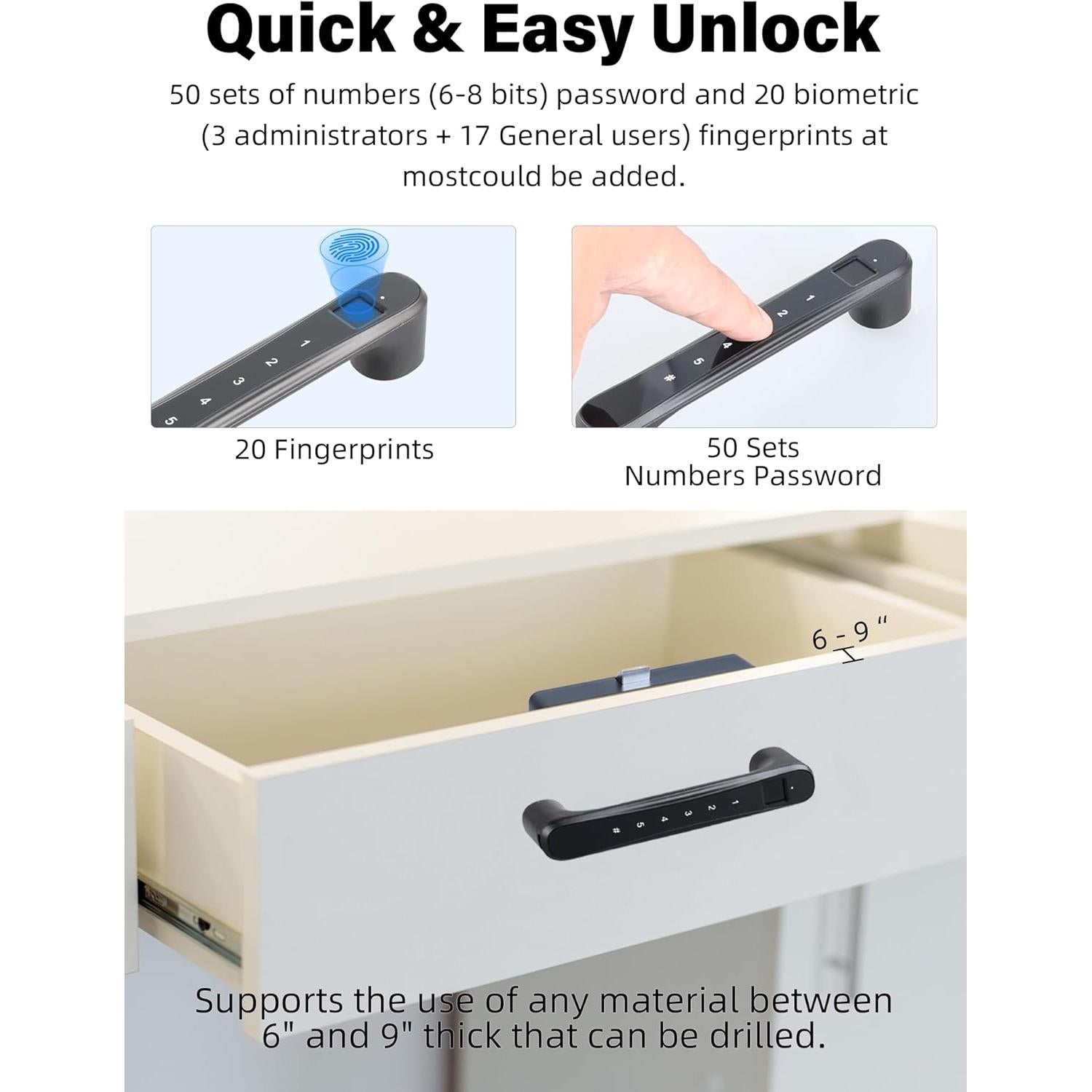 Cerradura Biométrica Oculta ZRD para Muebles S11-2