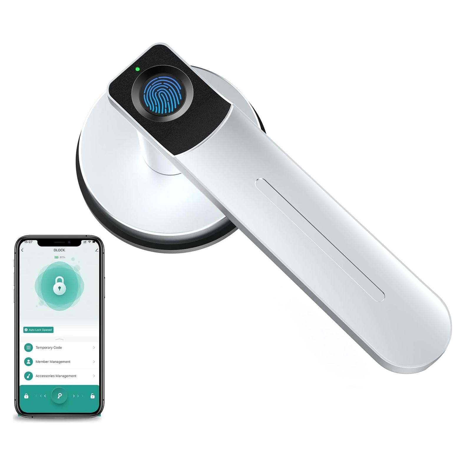 Cerradura Biométrica Foxgard con Huella Digital y APP Plata