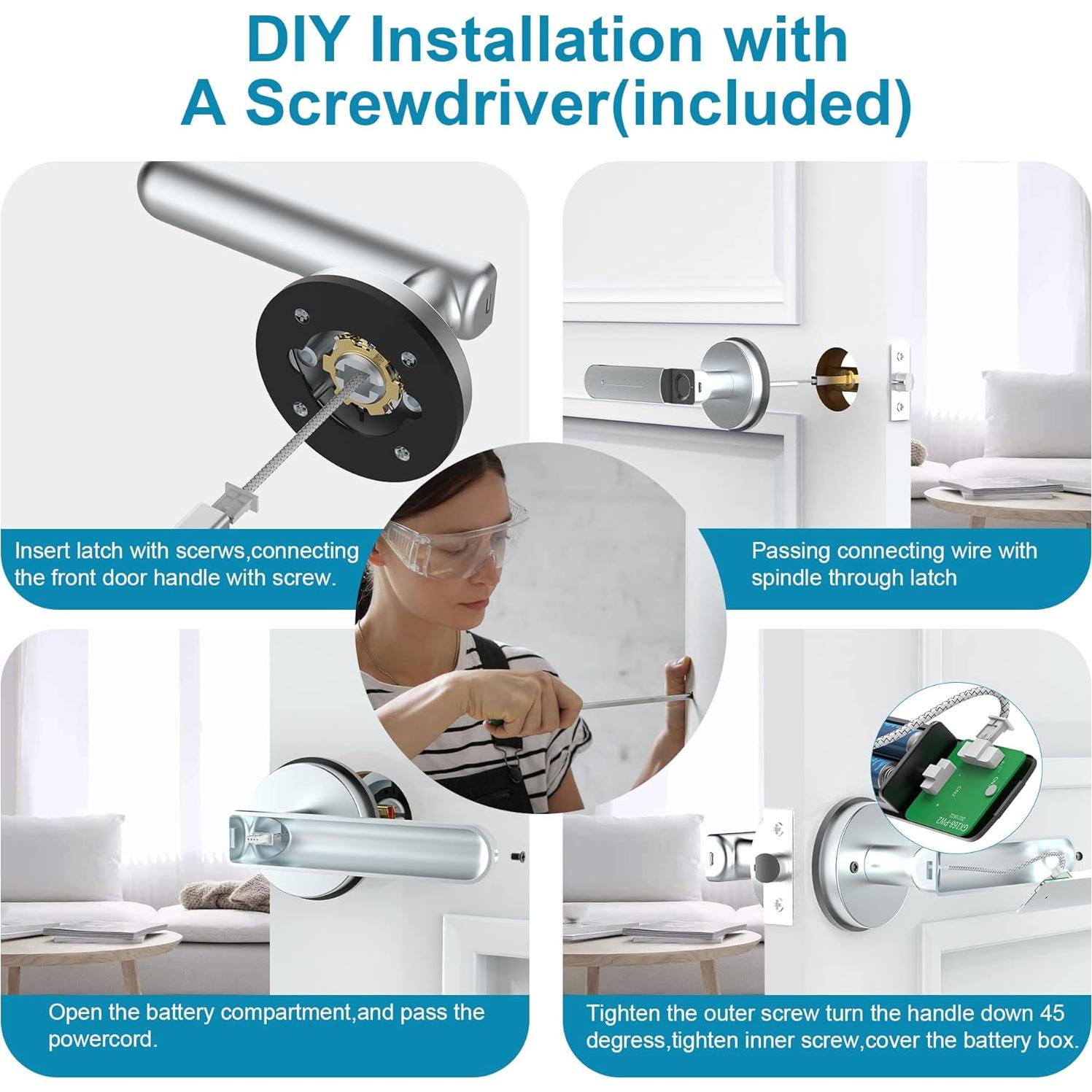 Cerradura Biométrica Foxgard con Huella Digital y APP Plata