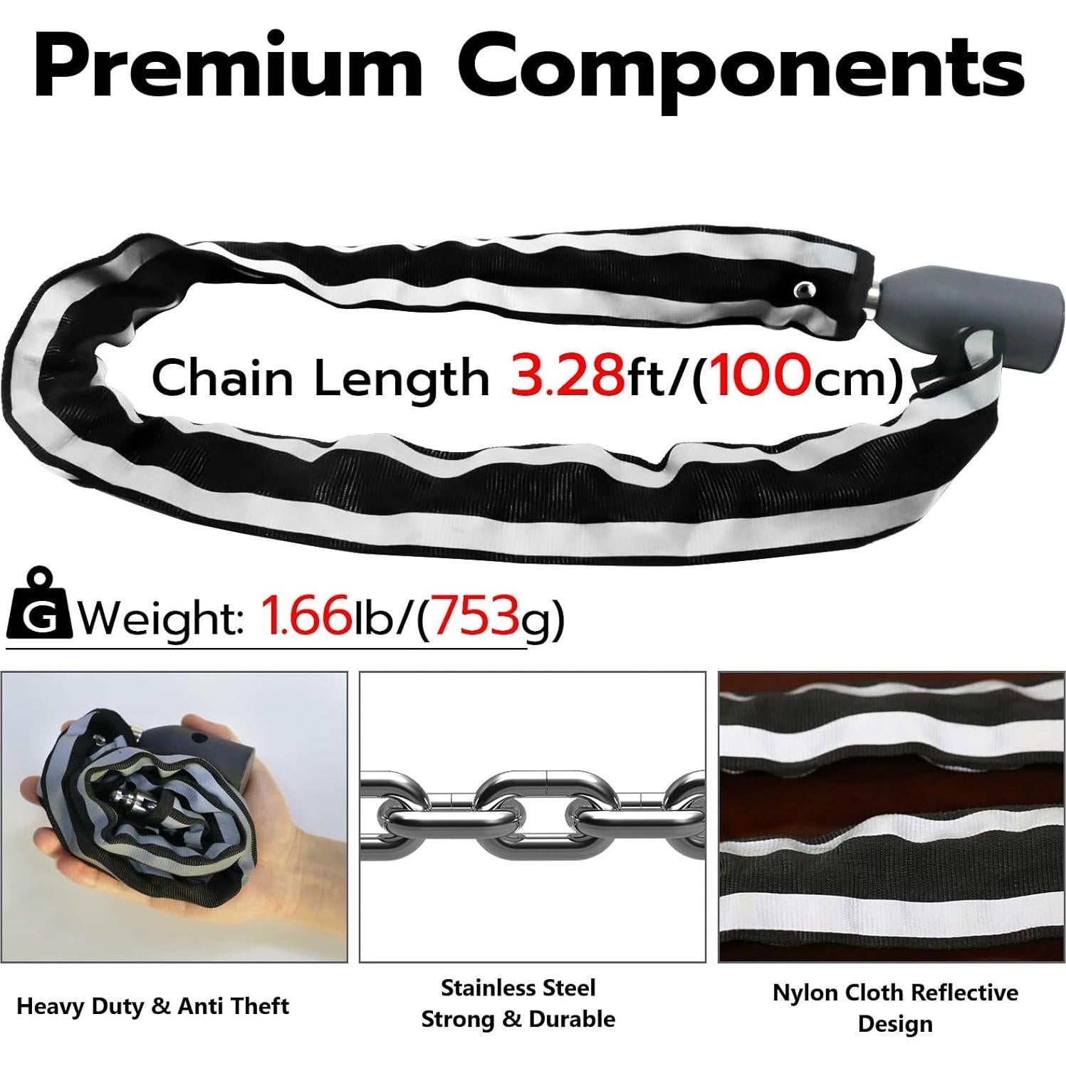 Candado de cadena biométrico Dhiedas C6 1m Bluetooth