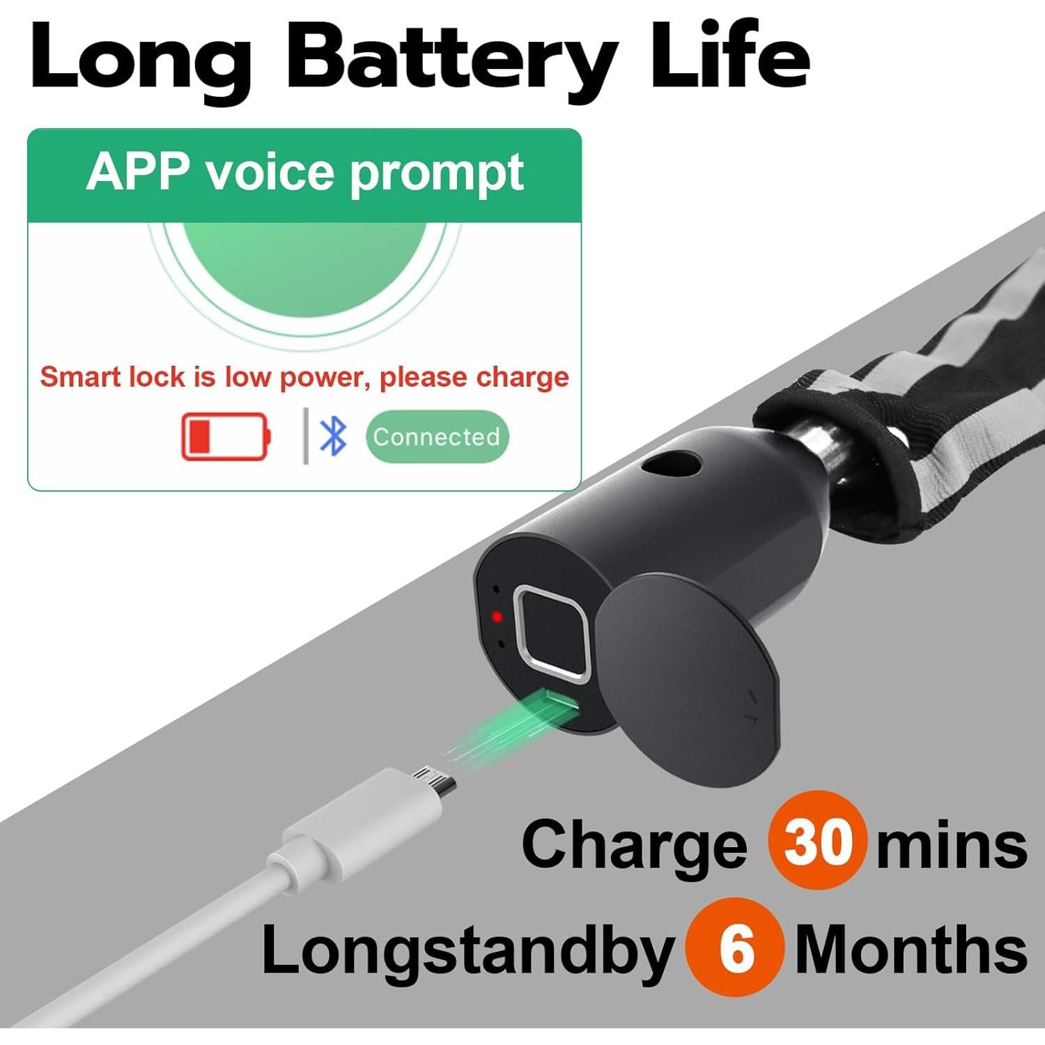 Candado de cadena biométrico Dhiedas C6 1m Bluetooth