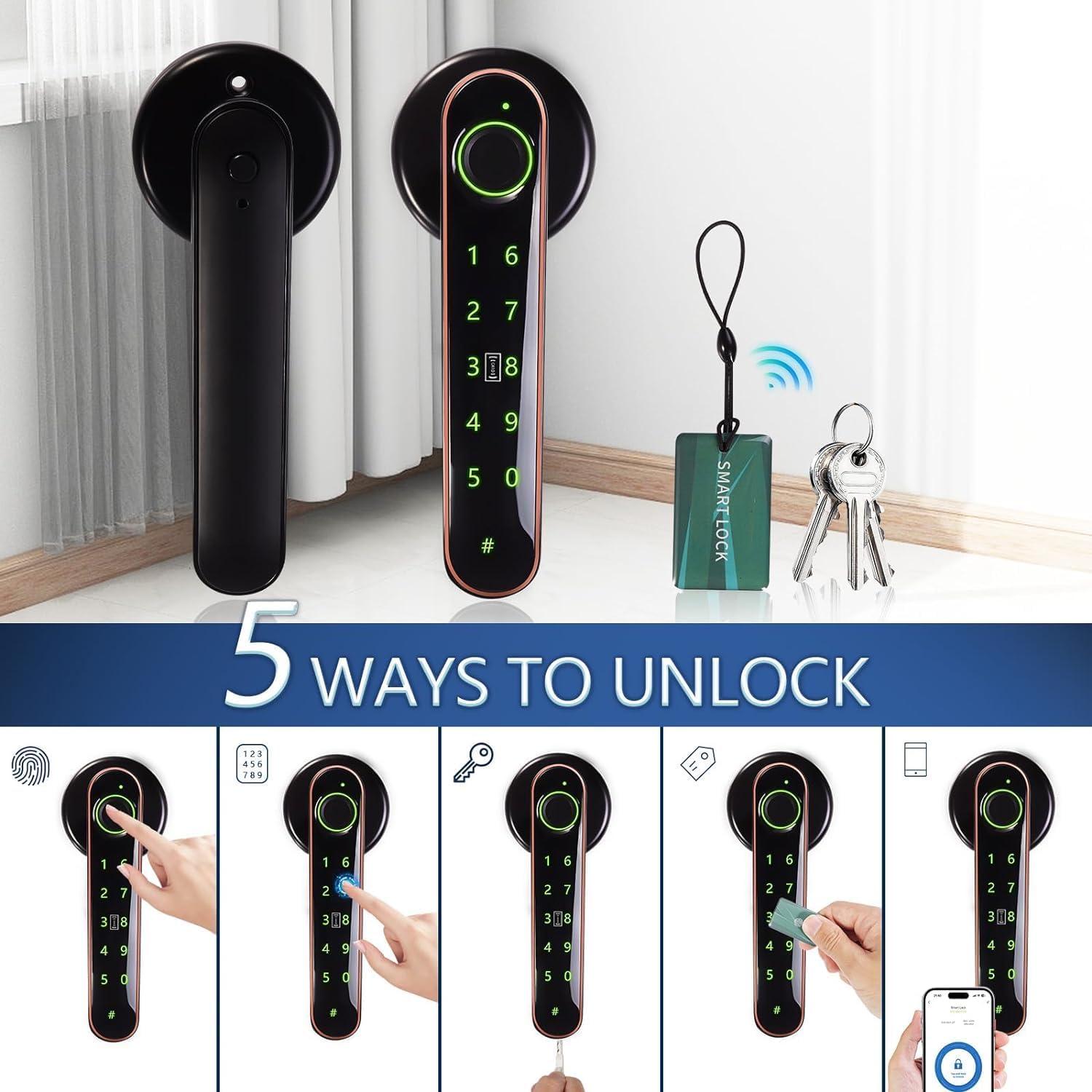 Cerradura Inteligente CLEZIYSNY 5-en-1 Huella Dactilar