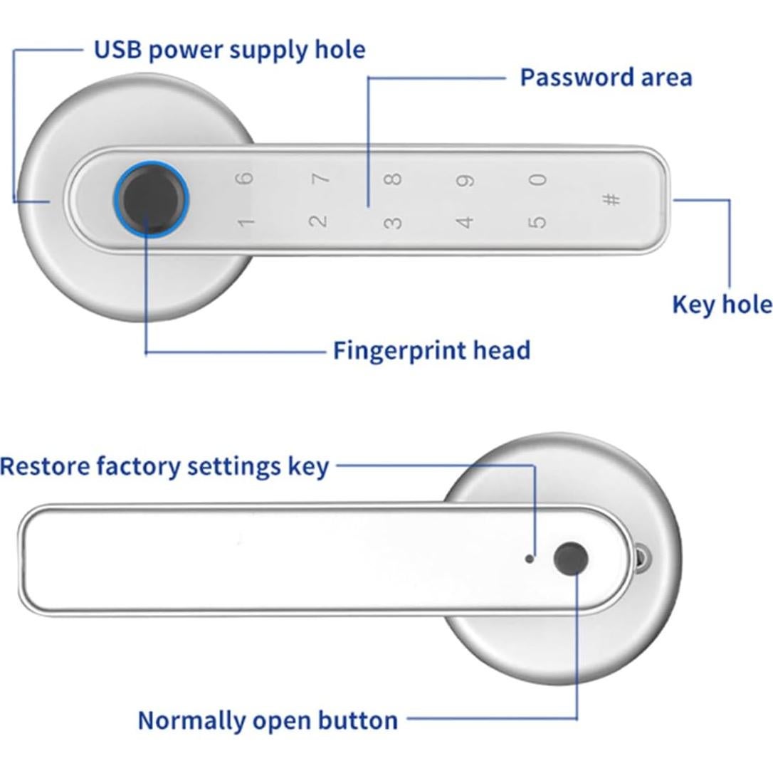 Cerradura Inteligente Yszbiay 196 Plata Huella Dactilar