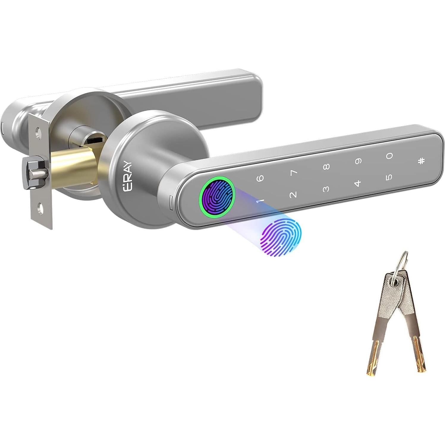 Cerradura Inteligente ERAY E196 con Huella Dactilar Plata