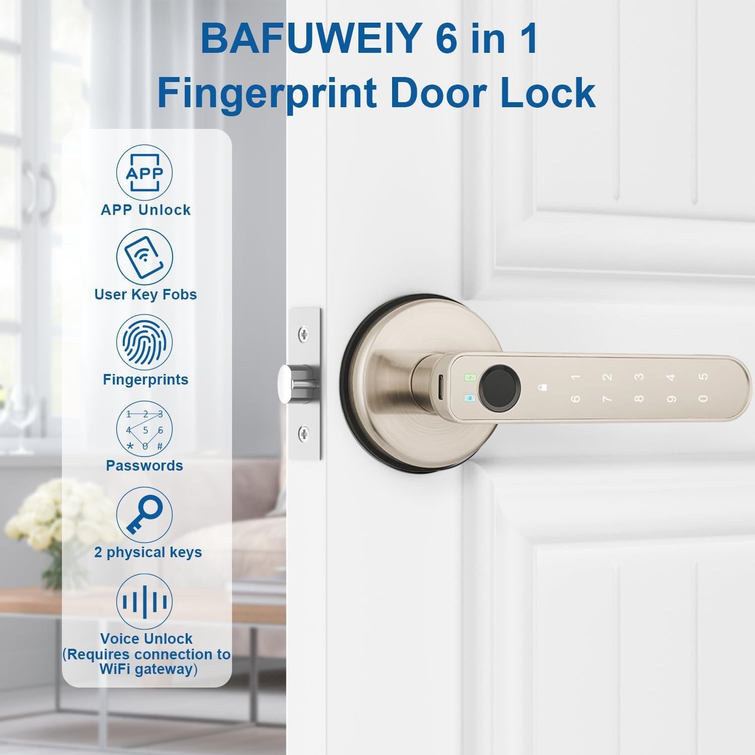 Cerradura Biométrica BAFUWEIY CA02-N con App y Huella