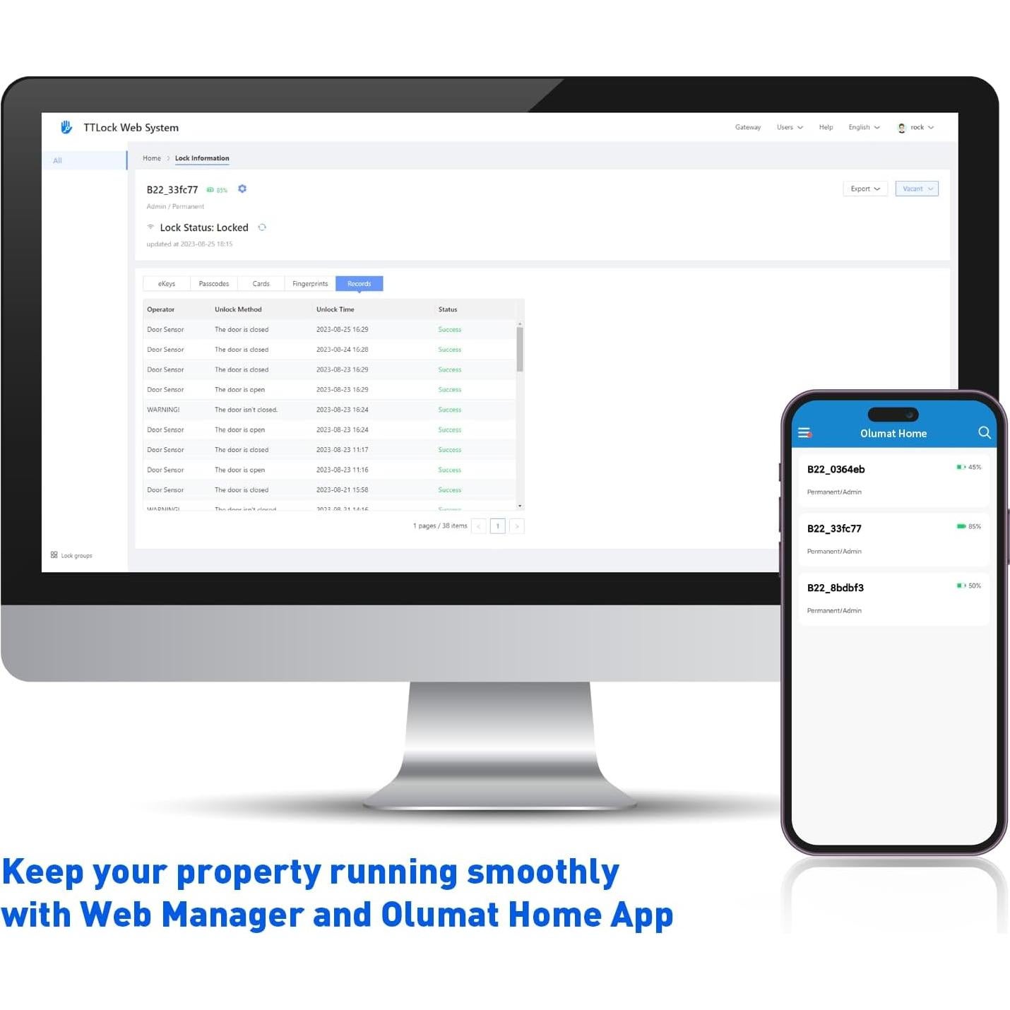 Cerradura Inteligente Olumat Biométrica con Huella y App