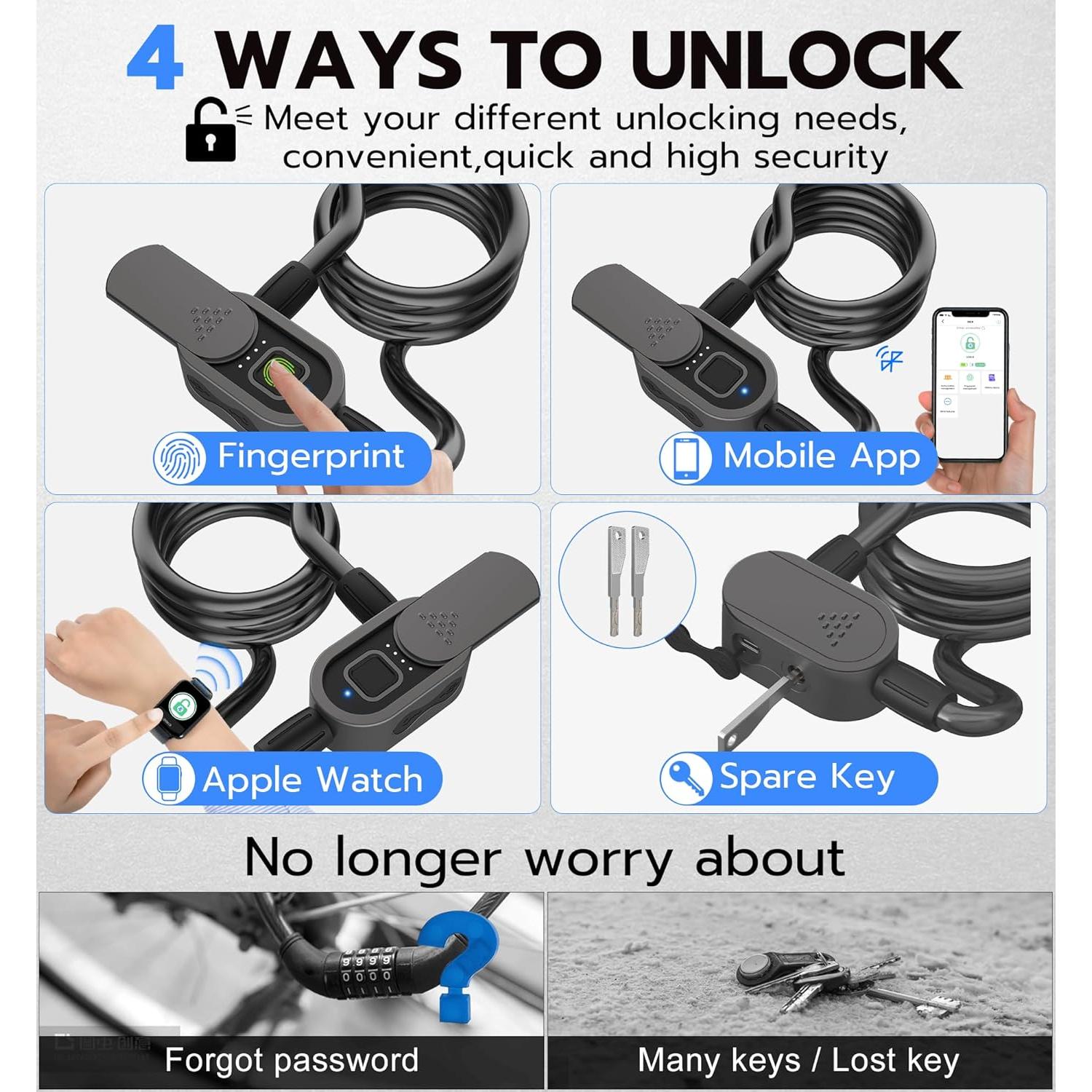 Candado de Bicicleta Inteligente Anweller C8BF Bluetooth