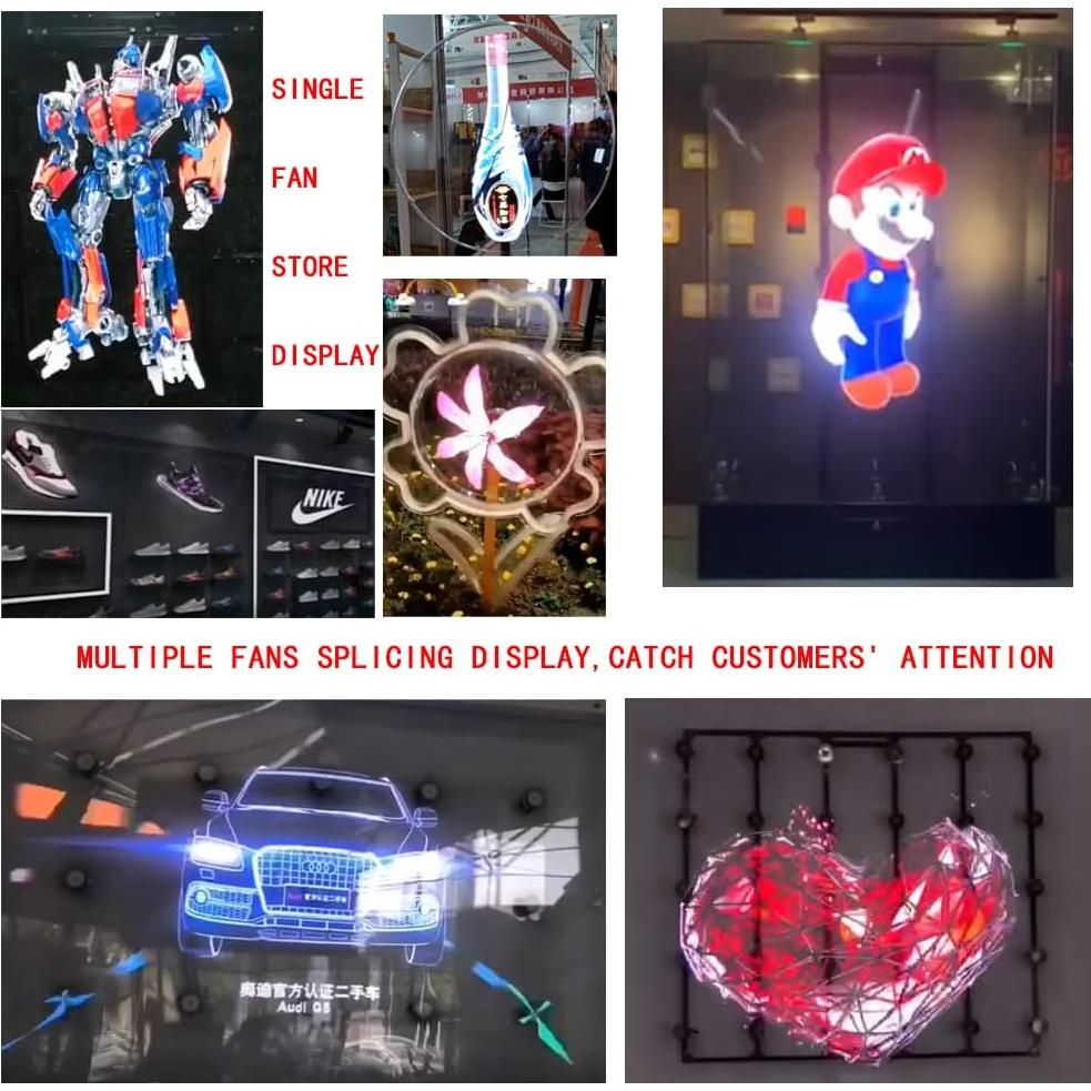 Ventilador Holográfico 3D WANTHER MS7 - 27.6" LED HD, APP, Bluetooth