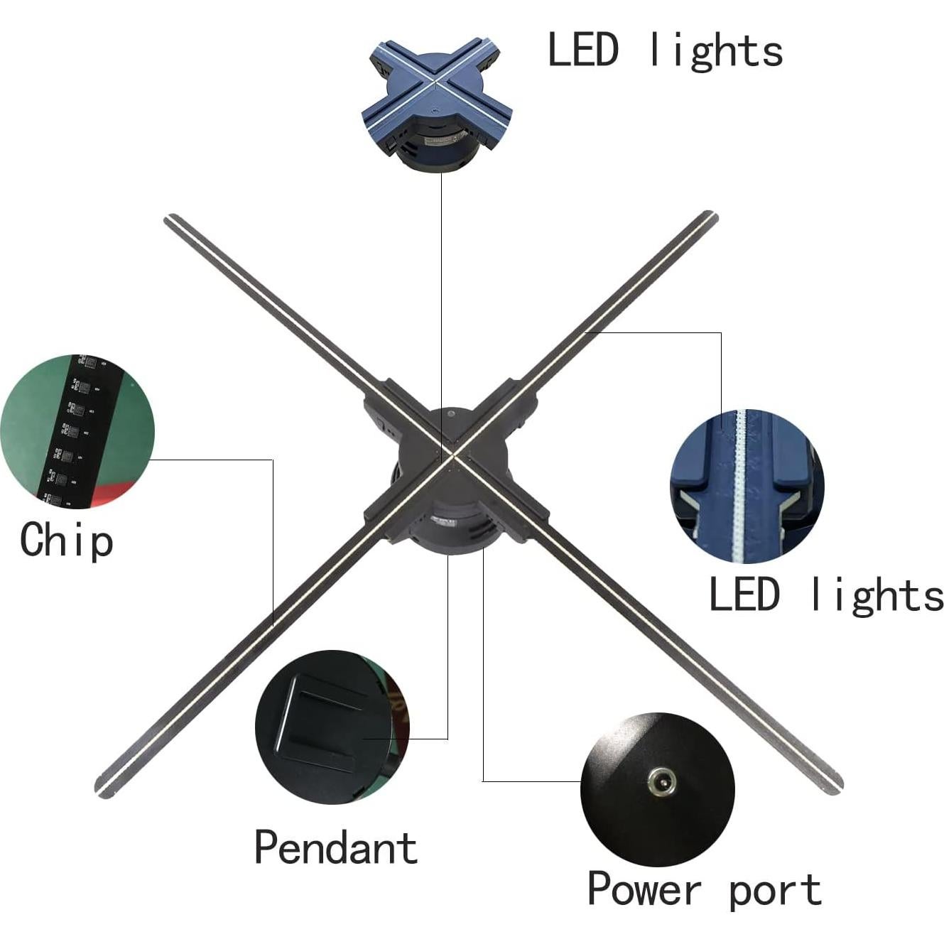 Ventilador Holográfico 3D Missyou 65 cm LED HD con Control Remoto