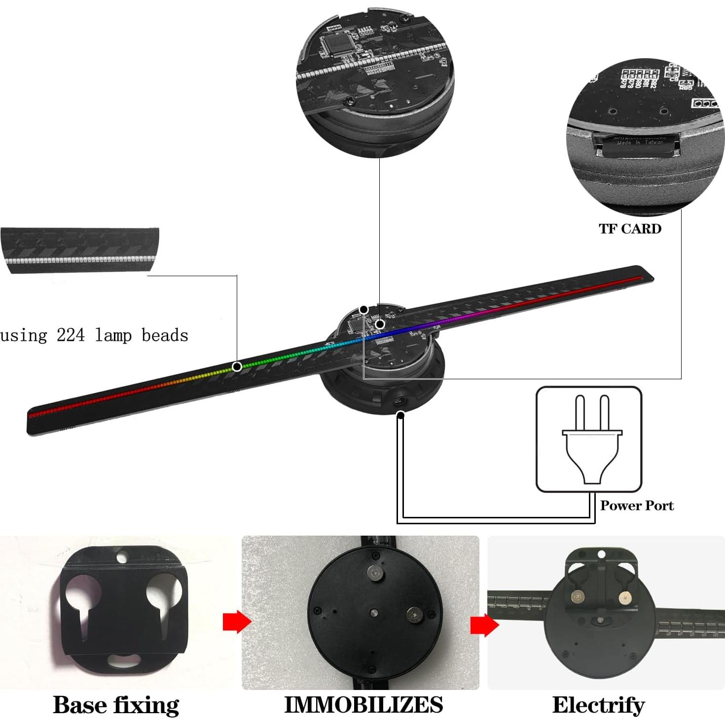 Ventilador Holográfico 3D Missyou 32 cm con Control Remoto