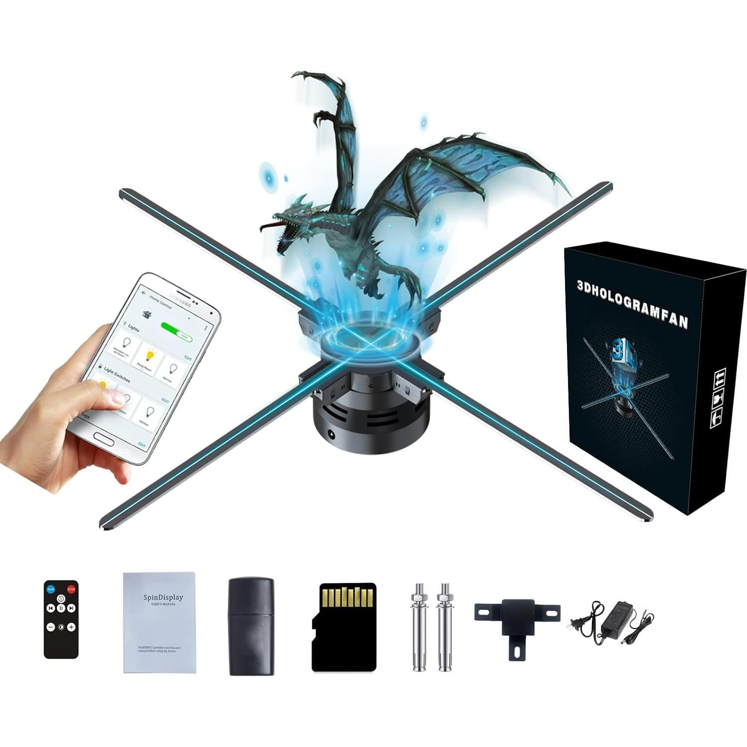 Ventilador Holográfico 3D Missyou 100 cm con Control Remoto