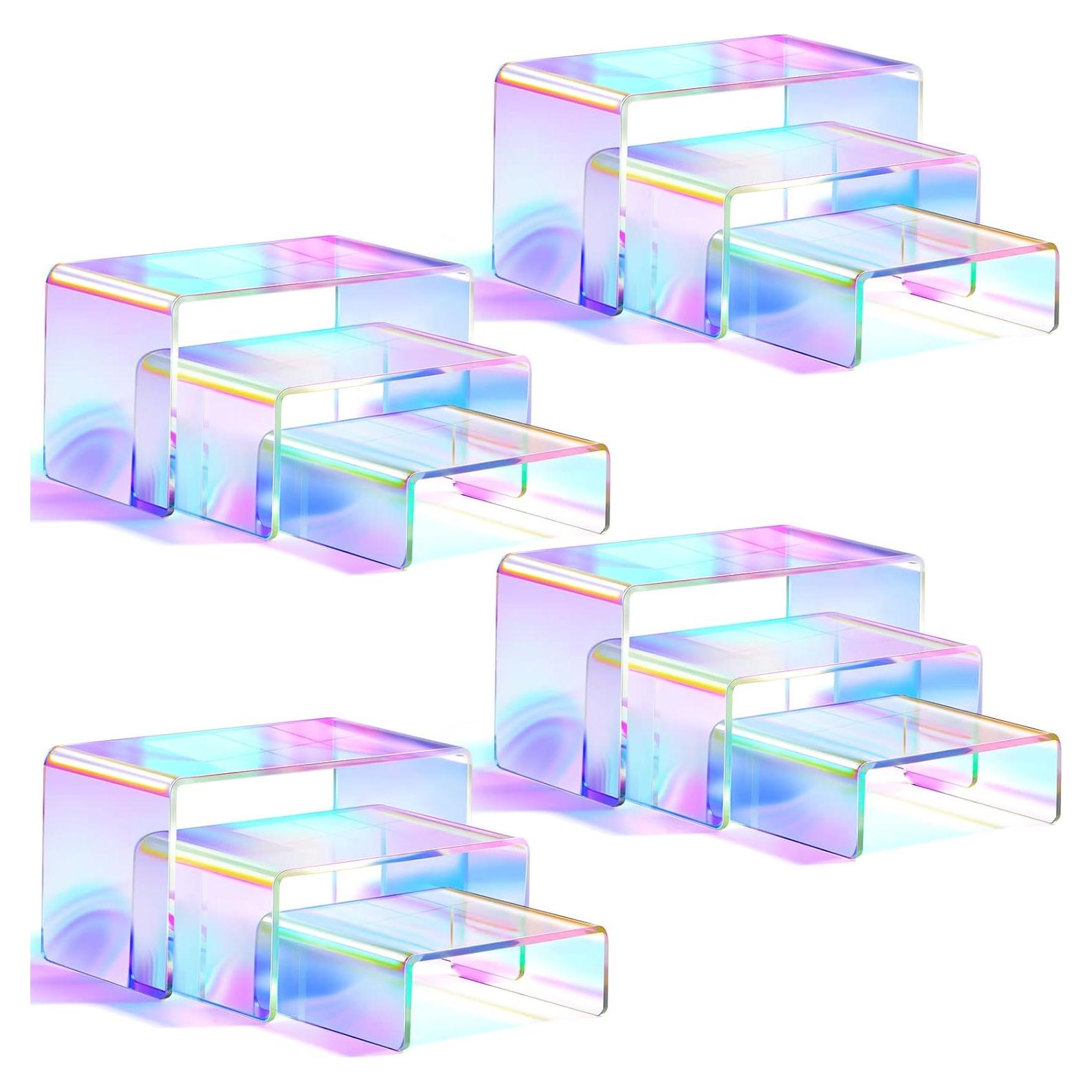 12 Soportes de Exhibición Acrílico Arcoíris 3 Niveles Queekay