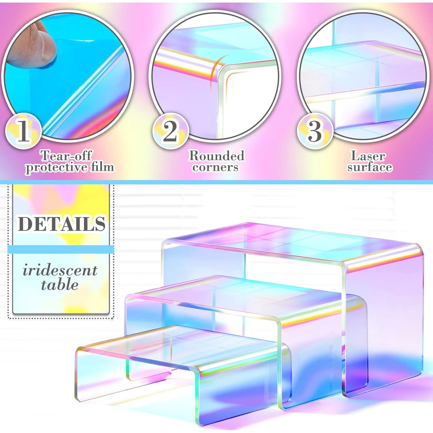 12 Soportes de Exhibición Acrílico Arcoíris 3 Niveles Queekay