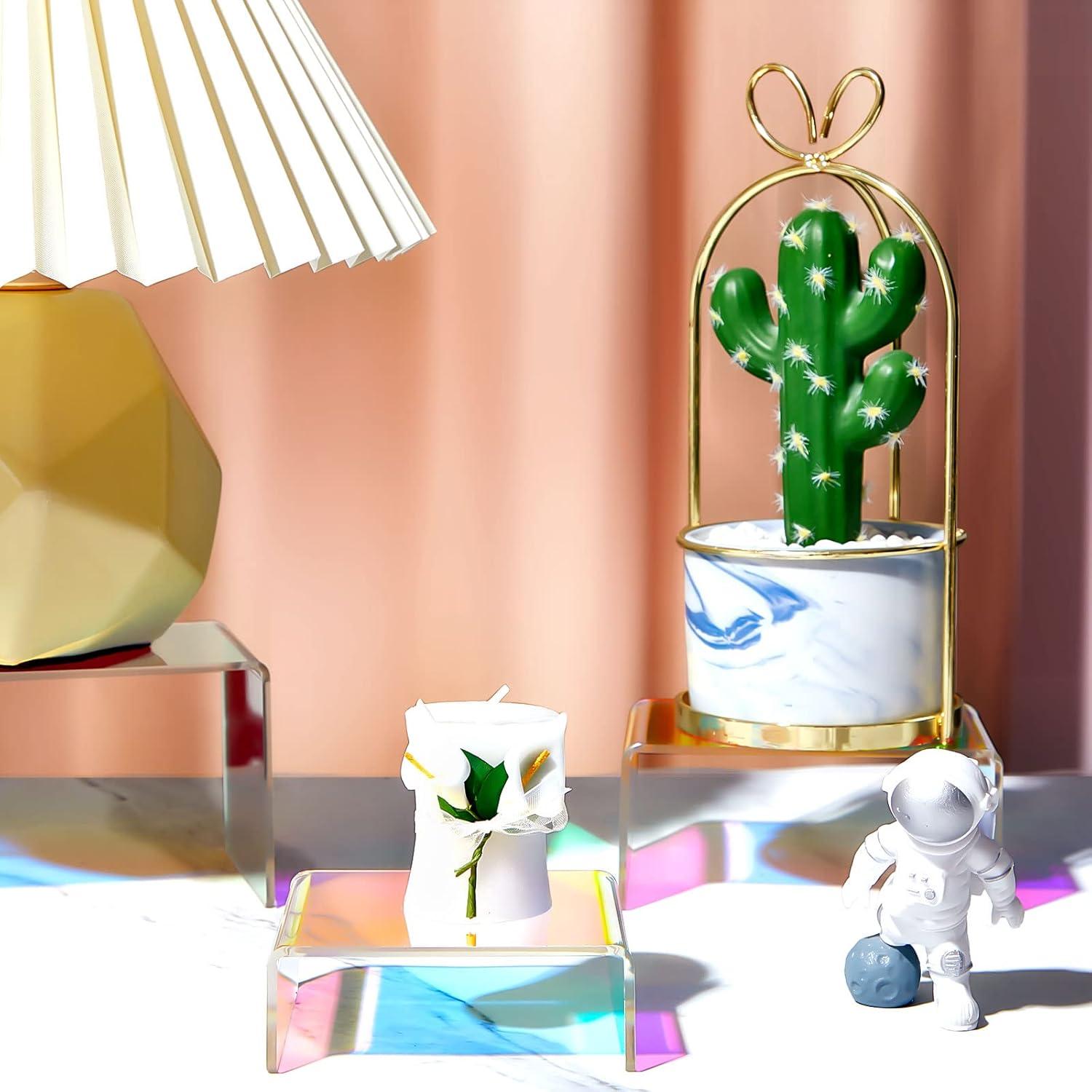 12 Soportes de Exhibición Acrílico Arcoíris 3 Niveles Queekay