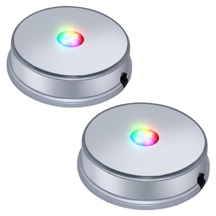 Base de Exhibición LED PHOSOK Plateada Multicolor - Paquete de 2
