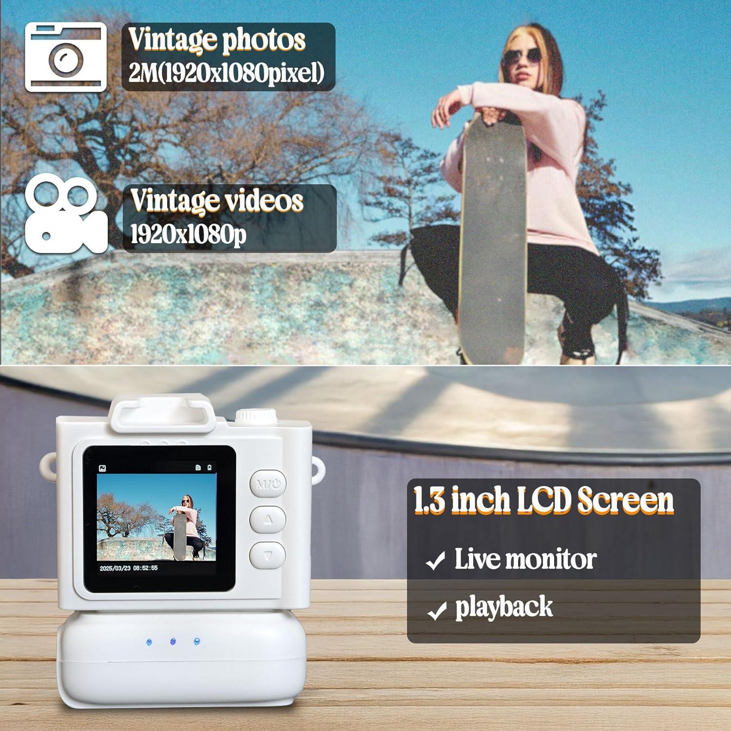 Mini Cámara Digital Retro Sniegauu B100 1080P con 32GB