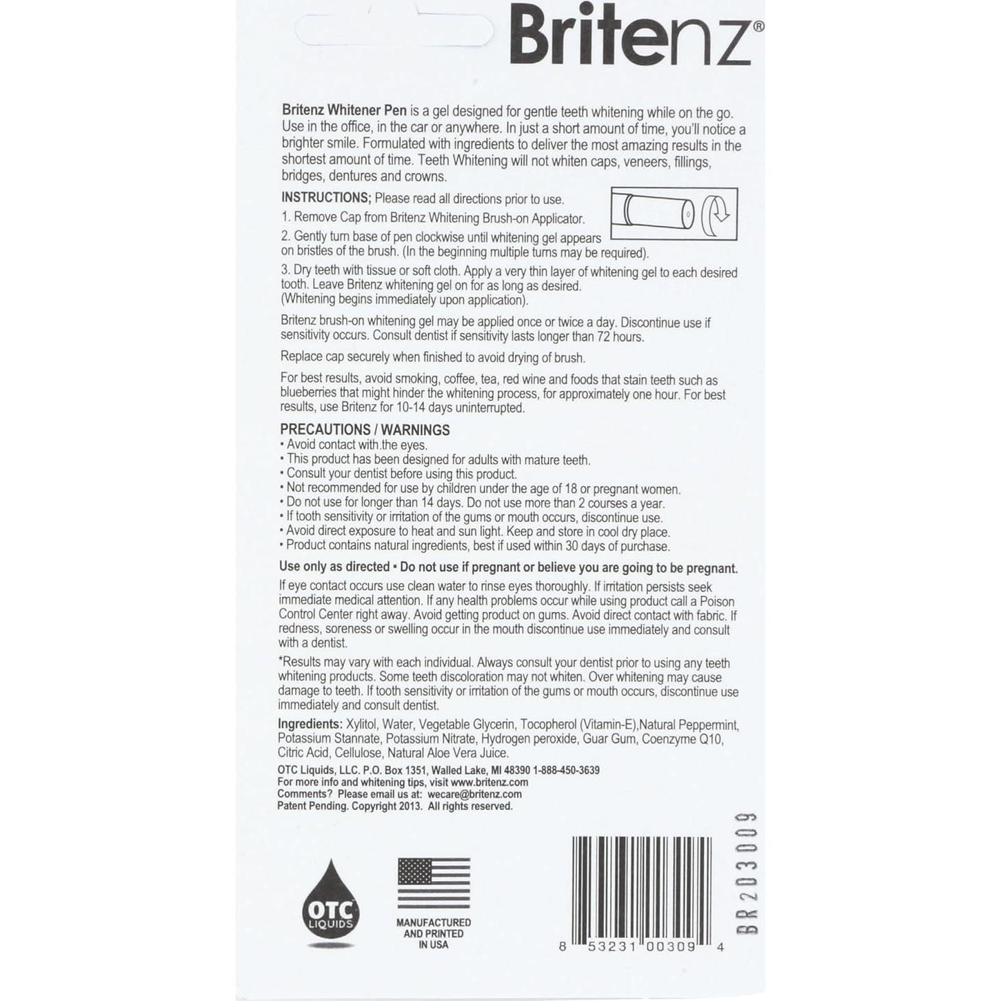 Bolígrafo Blanqueador de Dientes Britenz 1.42 g Menta