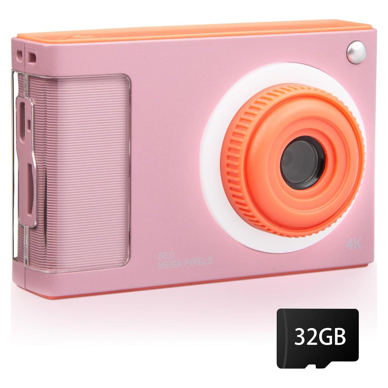Cámara Digital MQOUNY Rosa 44MP 1080P para Niños con 32GB