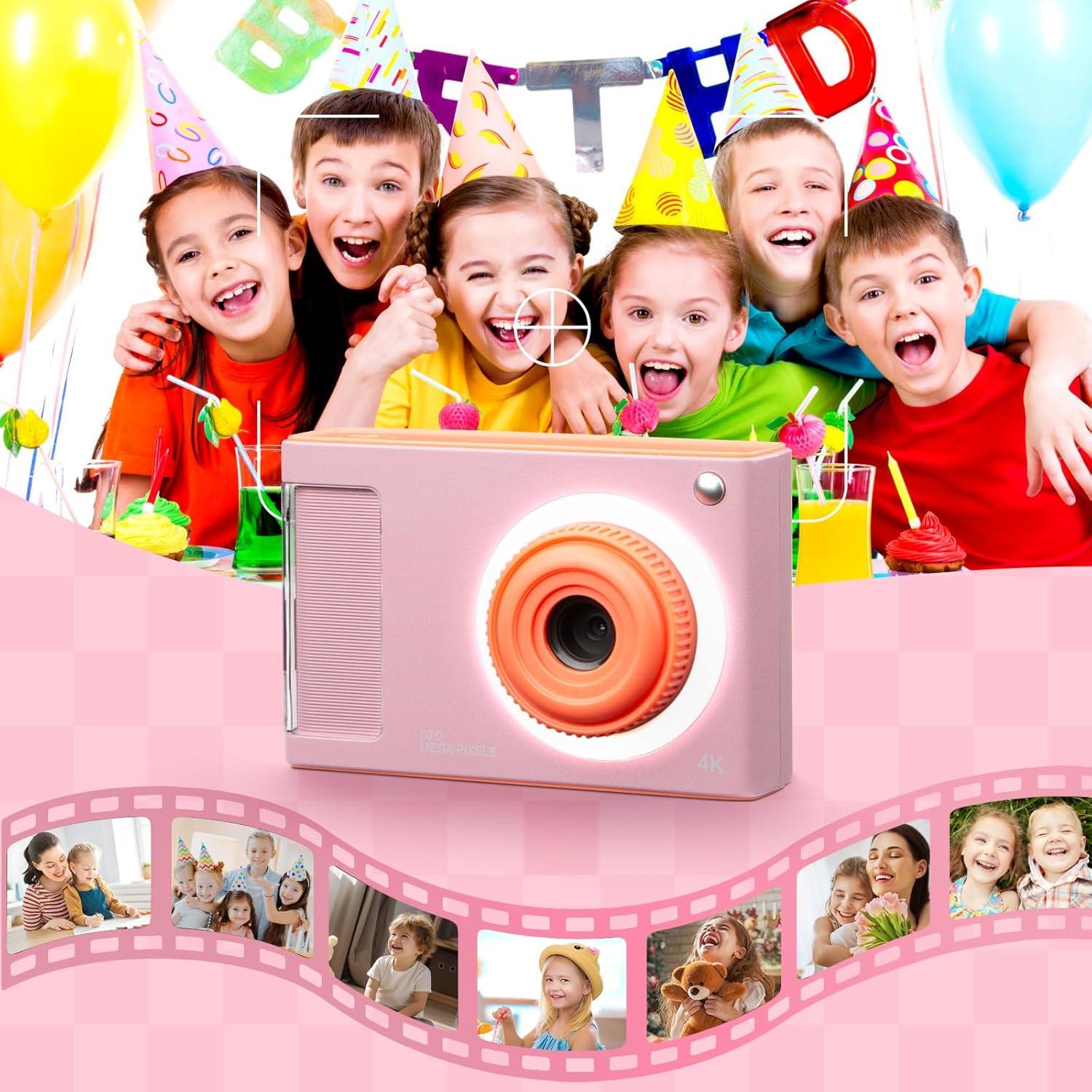 Cámara Digital MQOUNY Rosa 44MP 1080P para Niños con 32GB