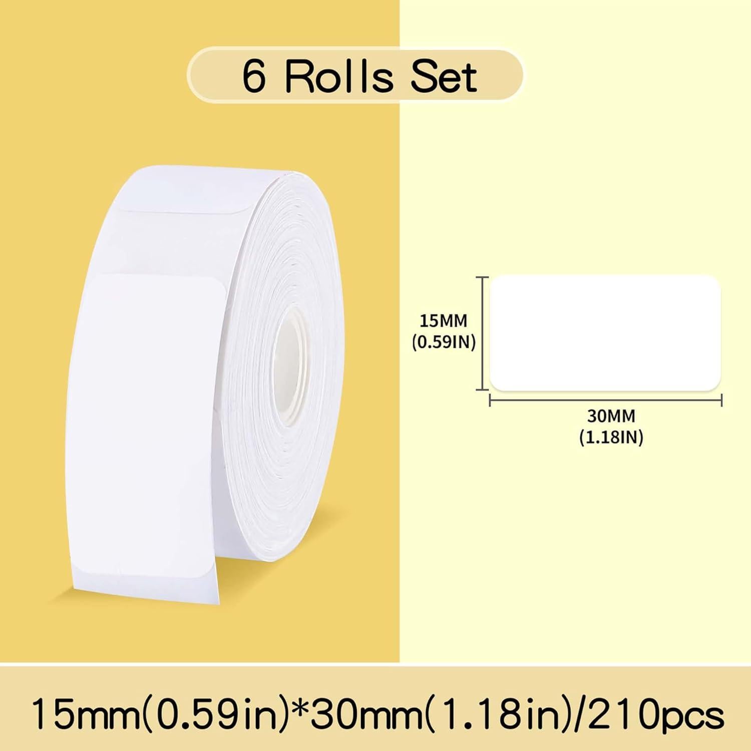 Cinta Etiquetadora NIIMBOT 15x30mm 6 Rollos Papel Blanco