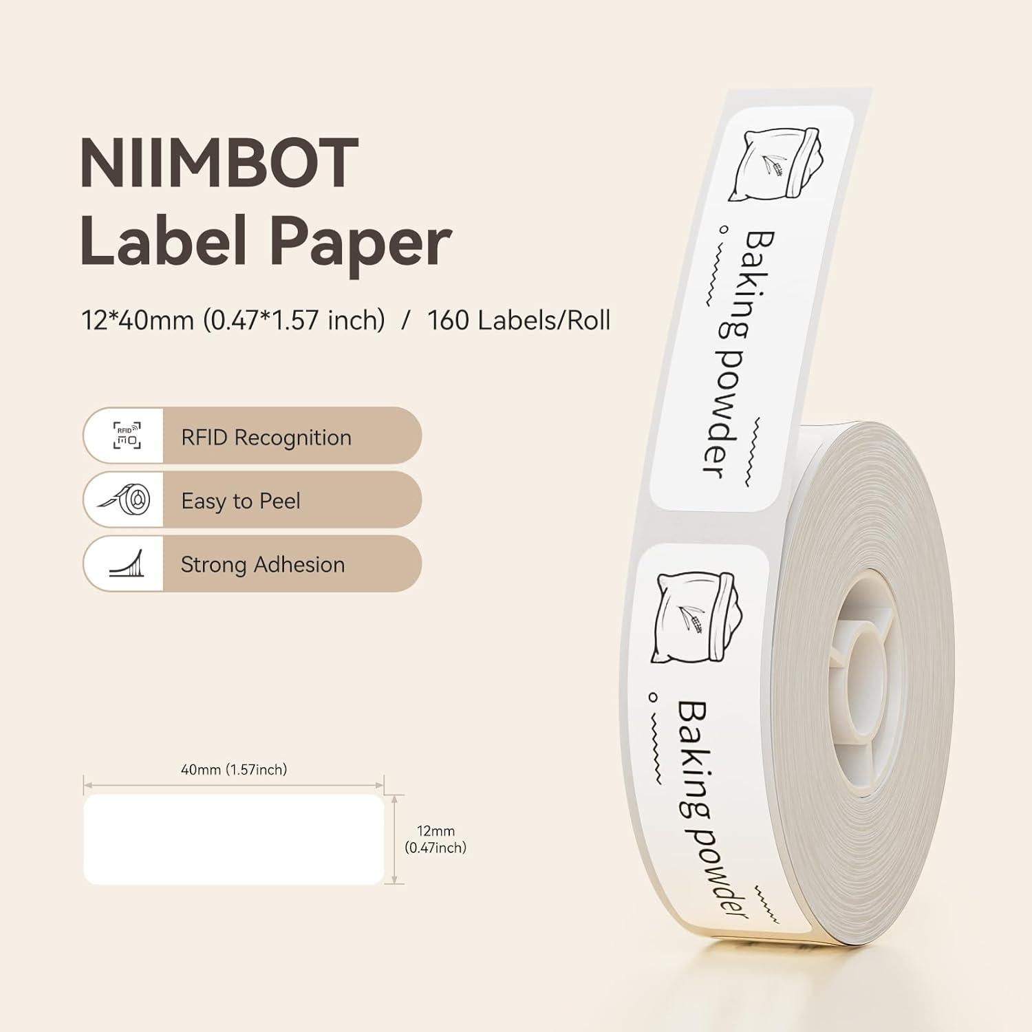 Cinta de Etiquetas NIIMBOT D11 Papel Adhesivo Blanco