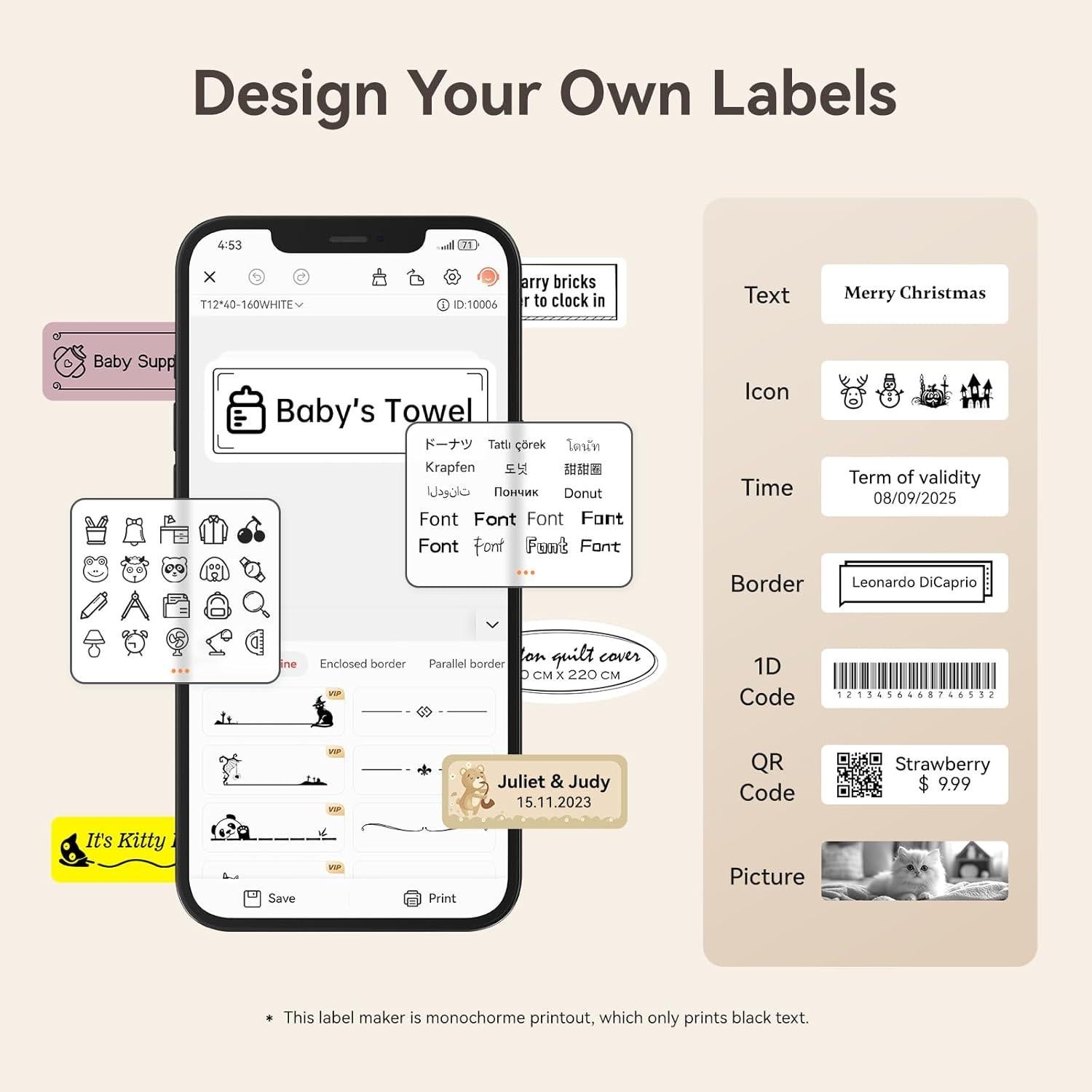 Cinta de Etiquetas NIIMBOT D11 Papel Adhesivo Blanco