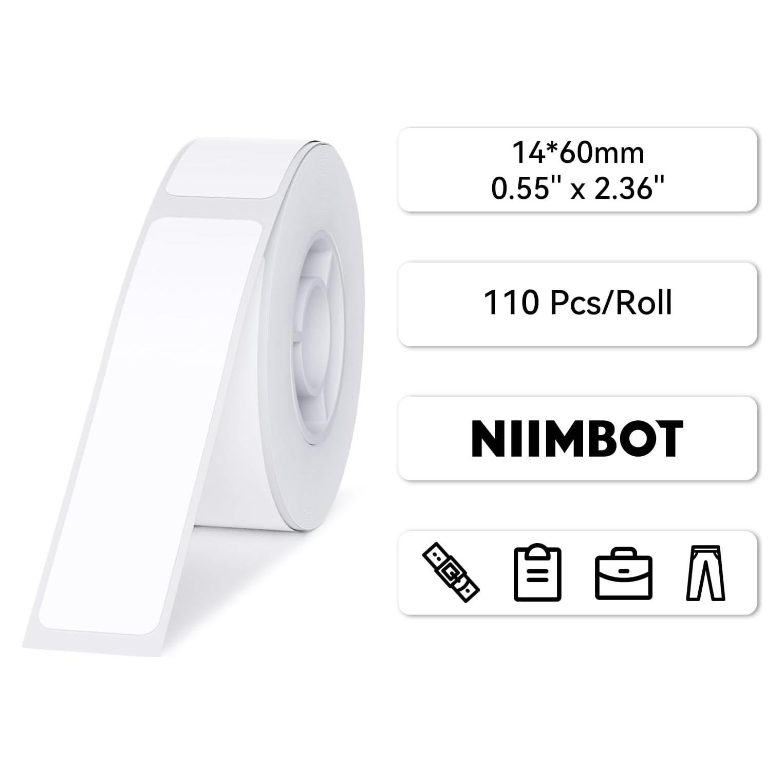 Cinta de Etiquetas NIIMBOT D11 D110 14x60mm Blanca 110/Rollo