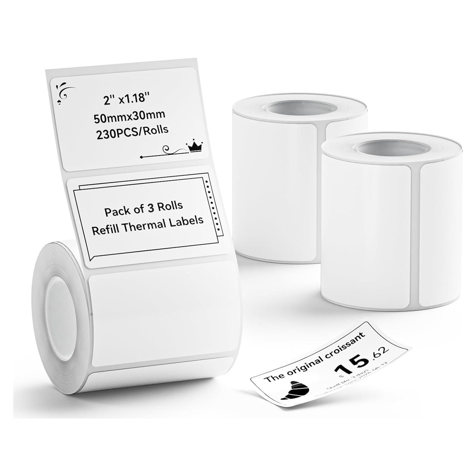 Conjunto 3 Rollos Etiquetas NIIMBOT 50x30mm Impermeables