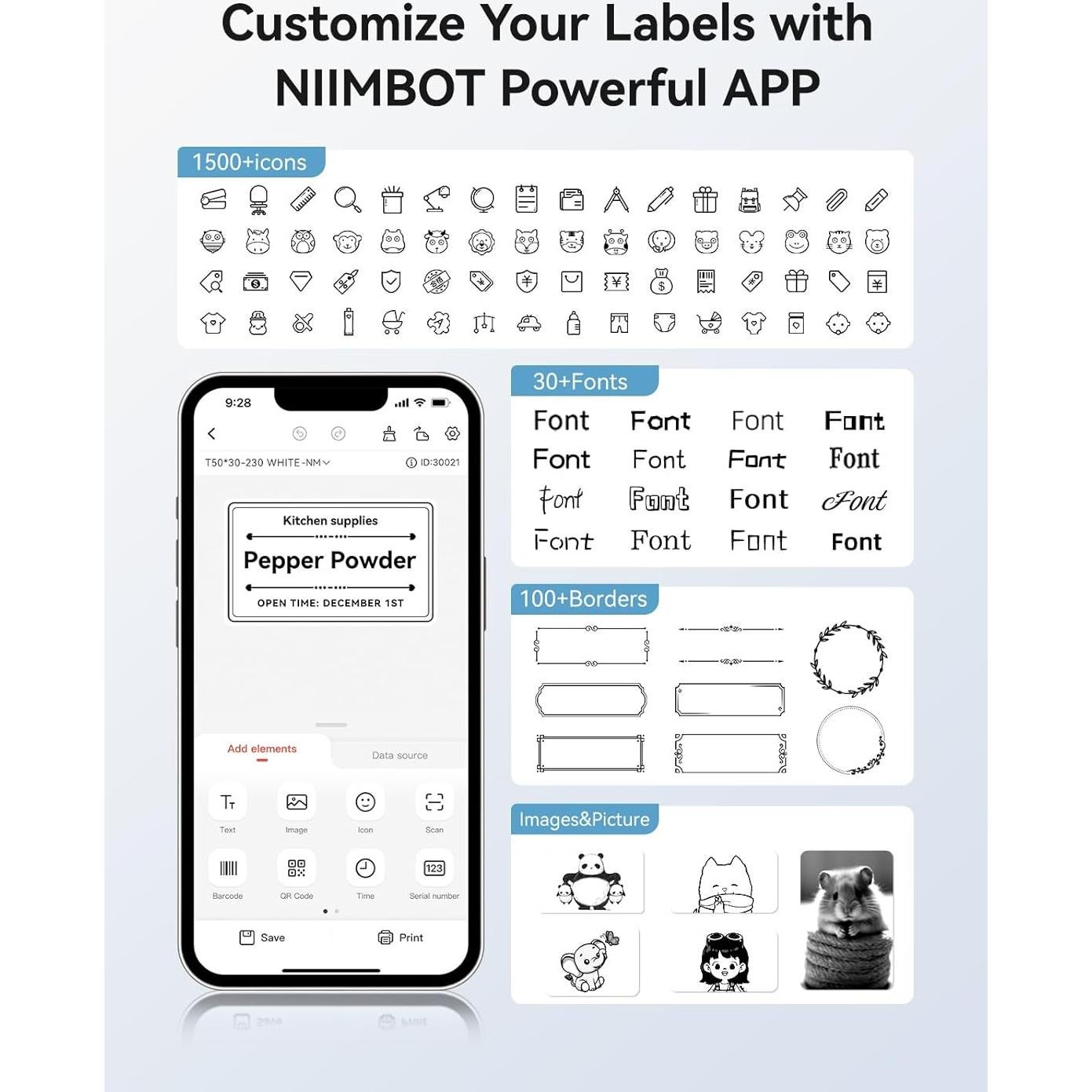 Conjunto 3 Rollos Etiquetas NIIMBOT 50x30mm Impermeables