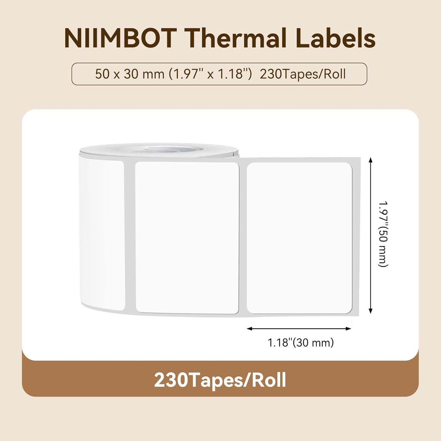 Etiquetas térmicas NIIMBOT B1/B21/B3S 50x30mm 230 etiquetas