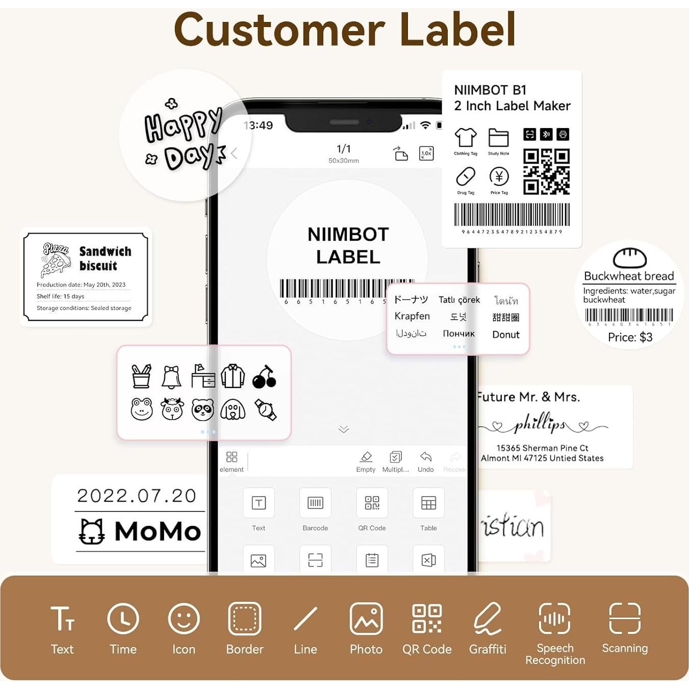 Etiquetas térmicas NIIMBOT B1/B21/B3S 50x30mm 230 etiquetas